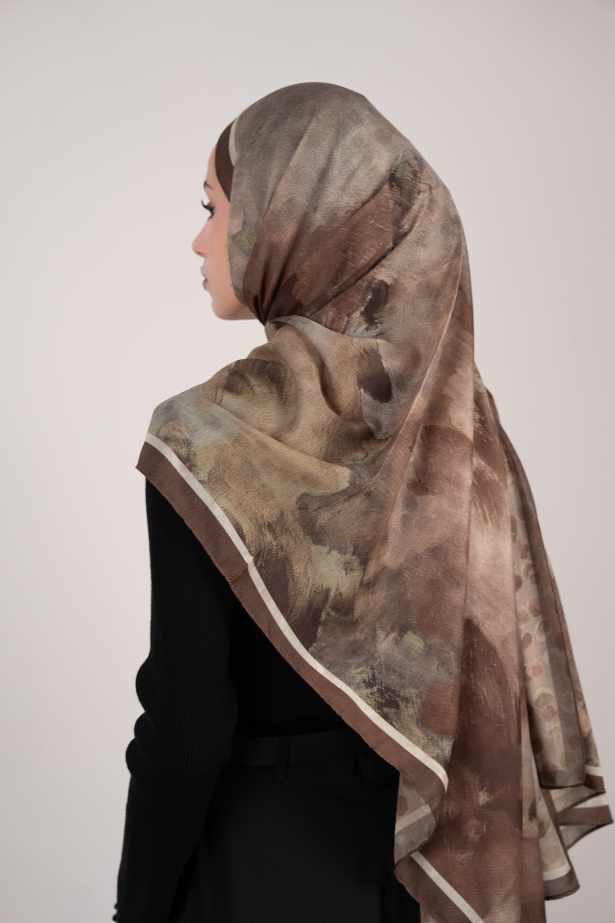 Floral Dots Çift Taraflı Şal KAHVERENGİ