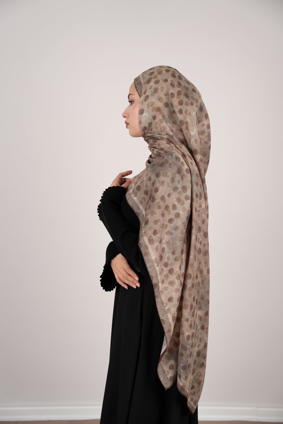 Floral Dots Çift Taraflı Şal KAHVERENGİ