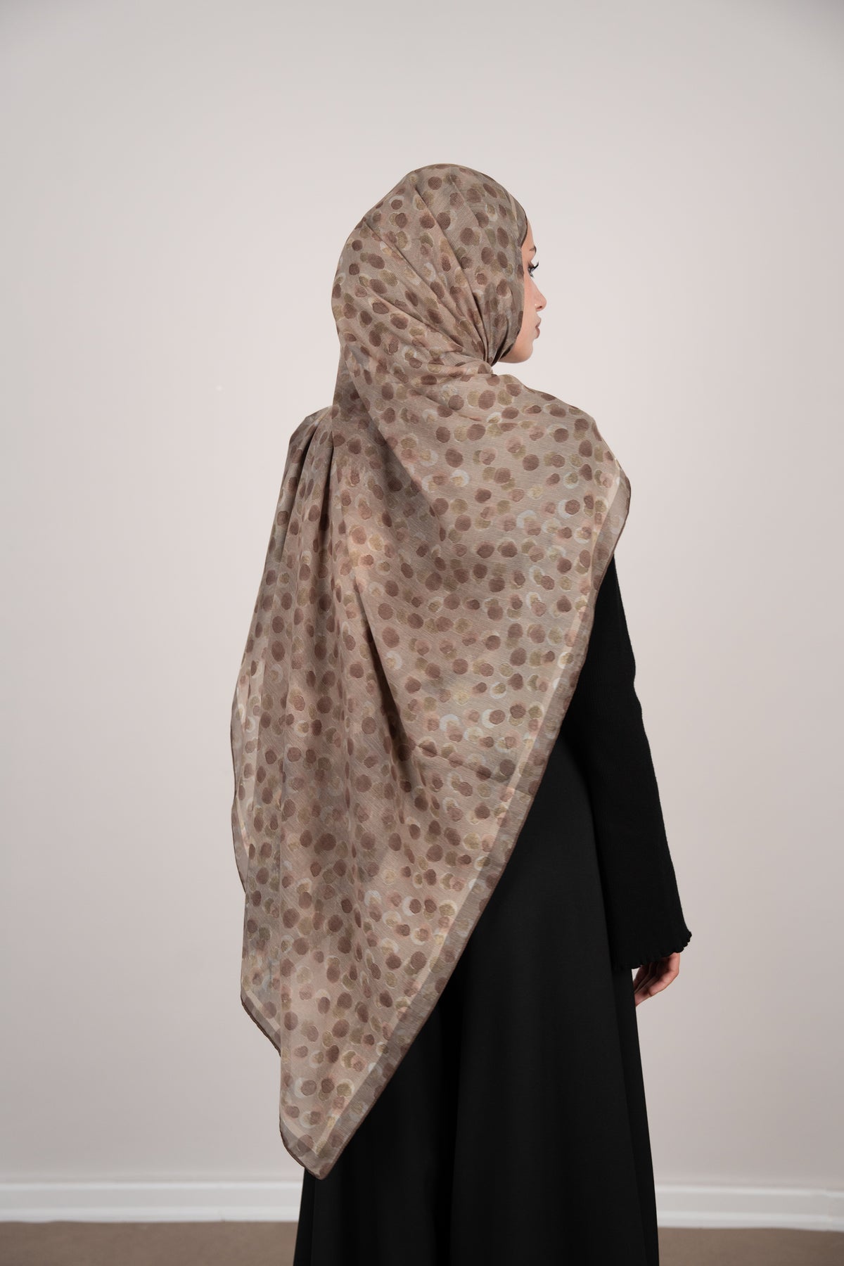 Floral Dots Çift Taraflı Şal KAHVERENGİ