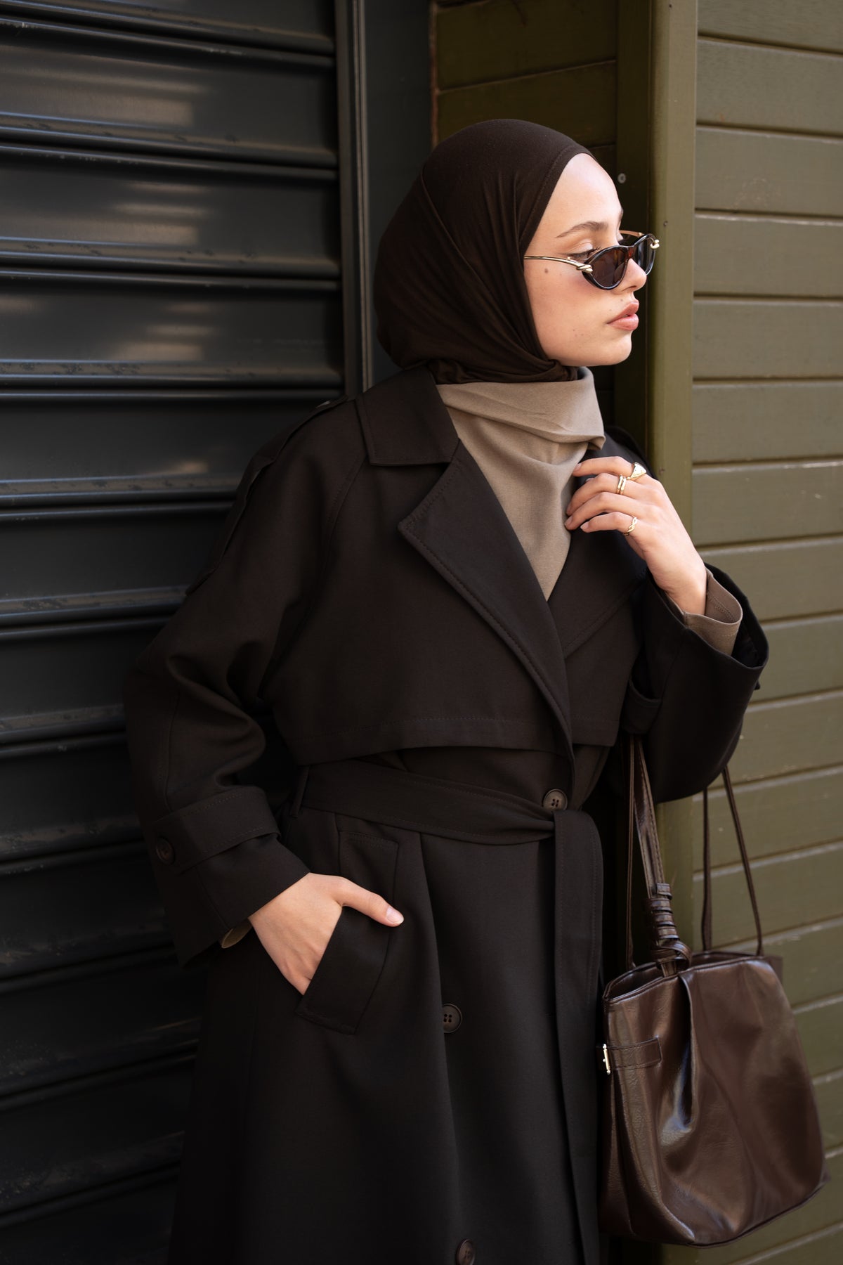 Premium Oversize Trençkot Kahverengi