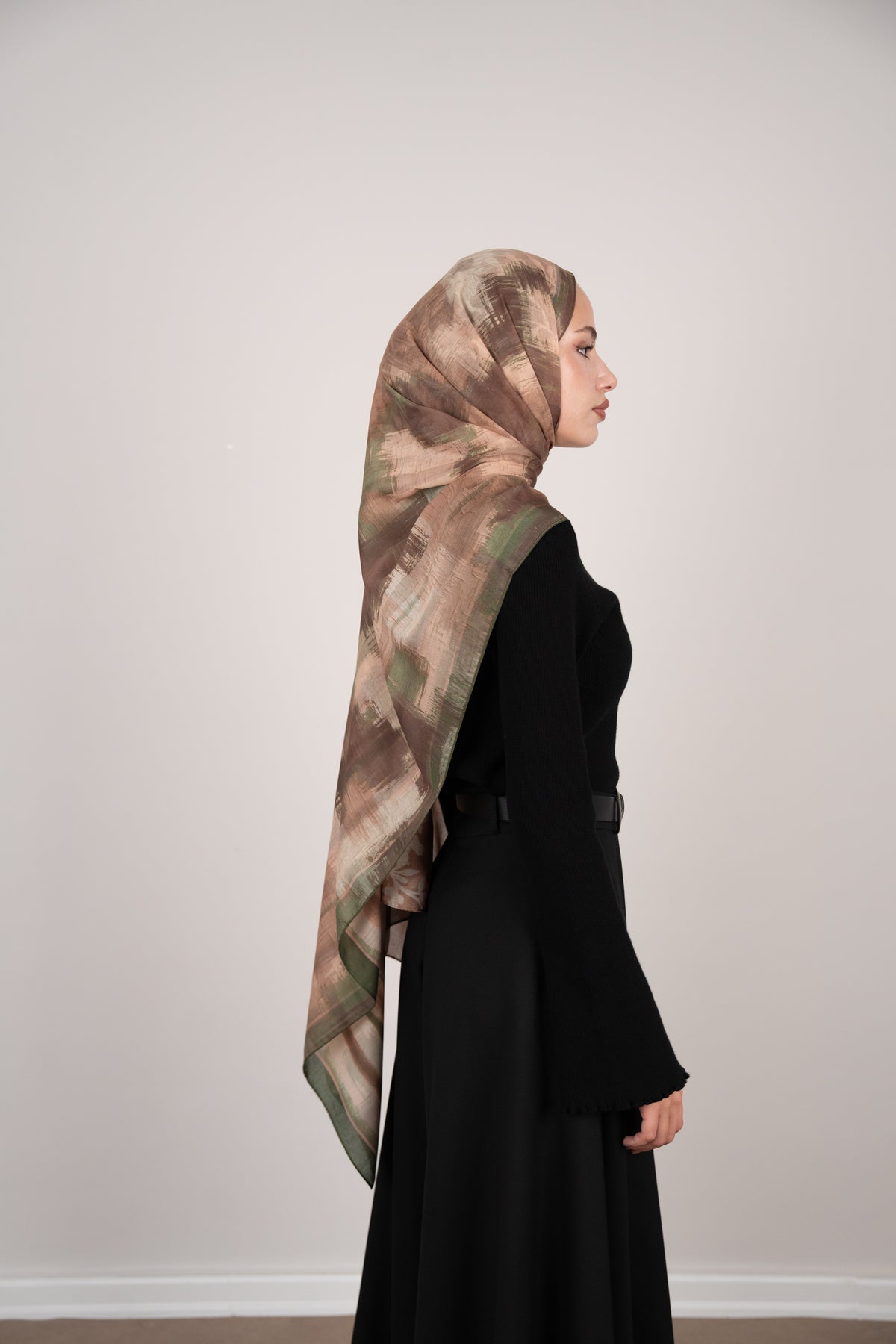 Floral Line Çift Taraflı Şal YEŞİL