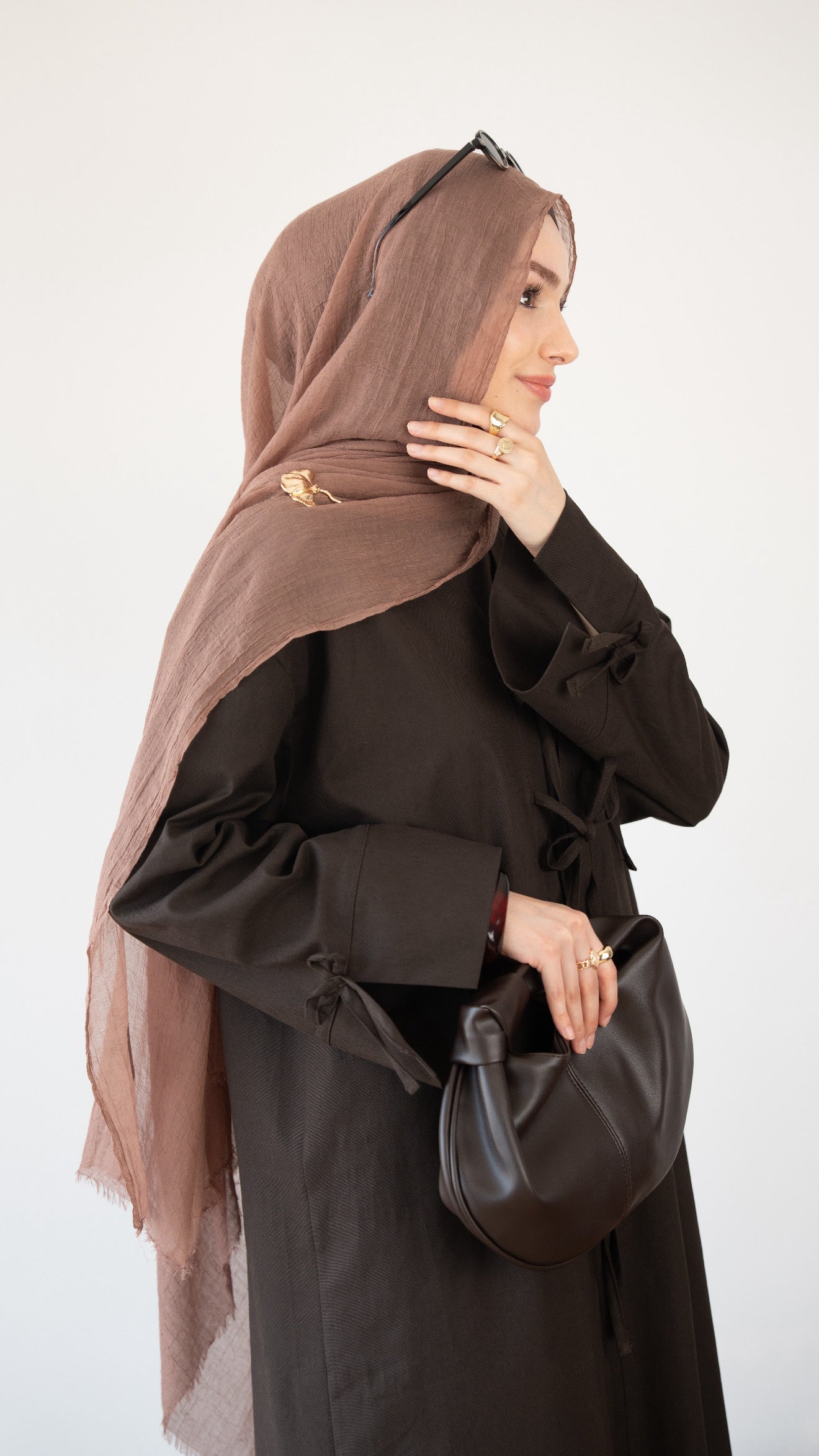 Keten Kimono İkili Takım KAHVERENGİ