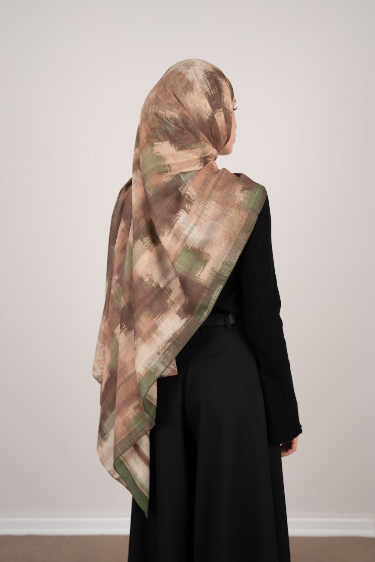 Floral Line Çift Taraflı Şal YEŞİL
