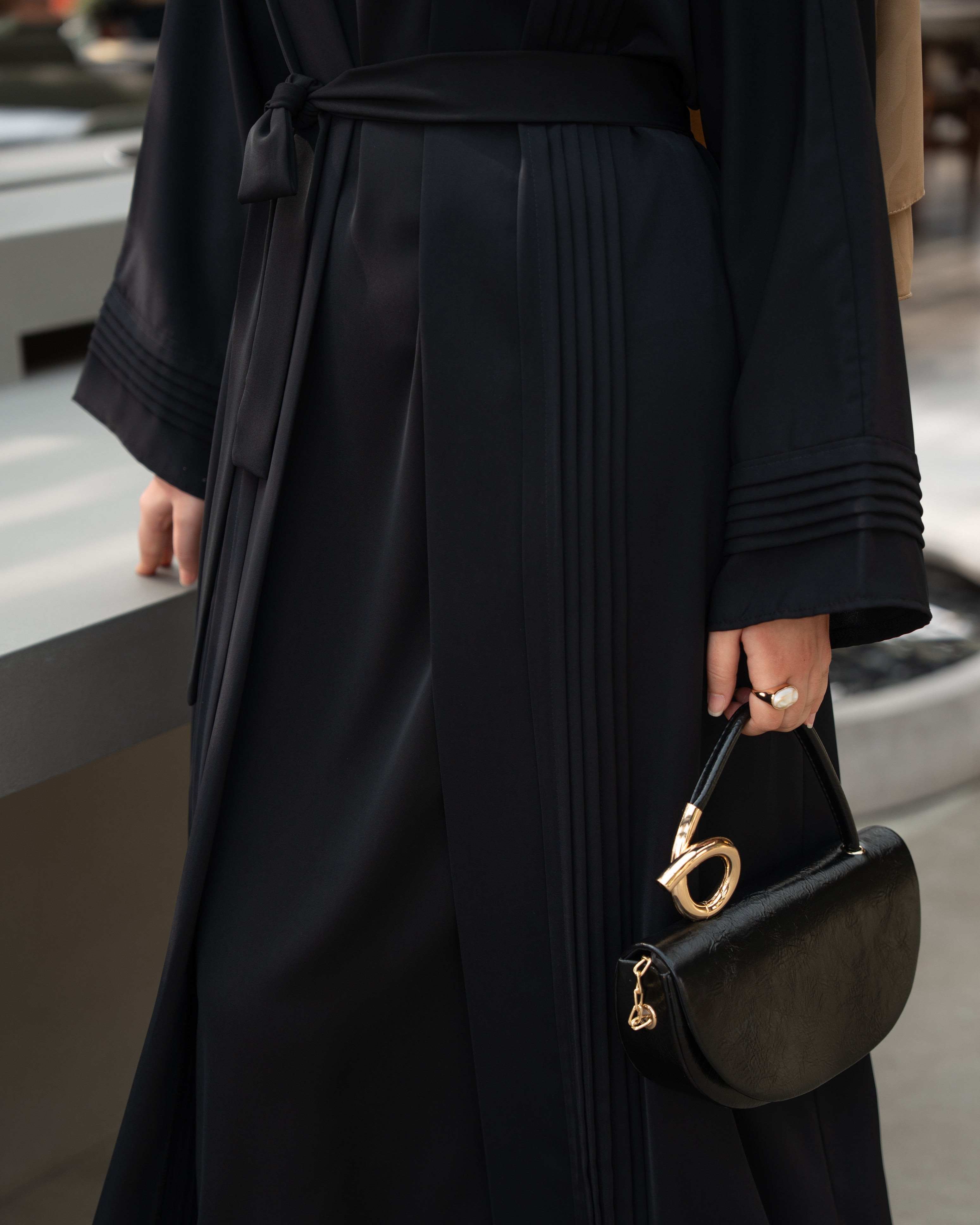 Nervürlü Abaya SİYAH