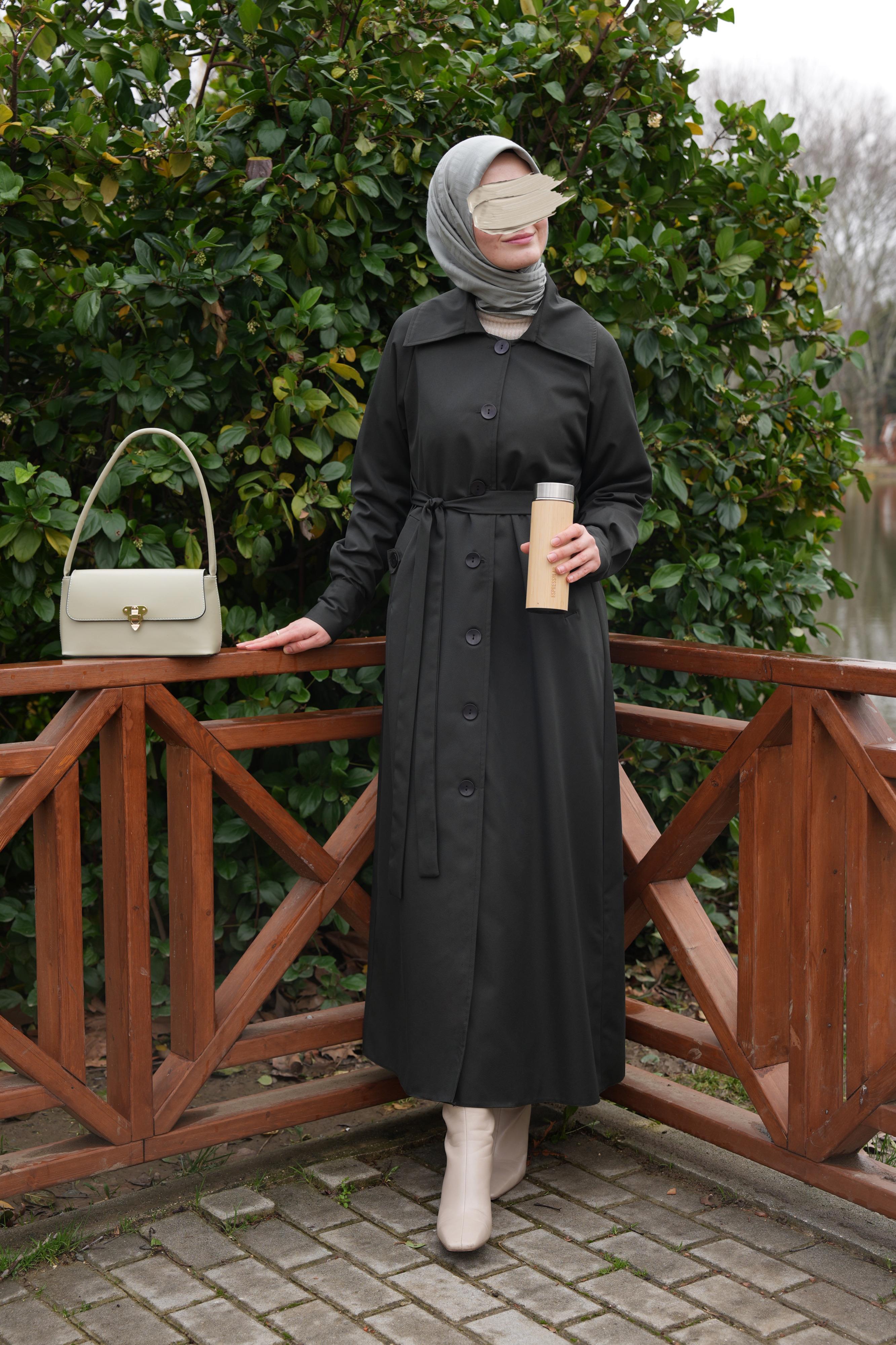 A Pileli Trençkot HAKİ YEŞİL