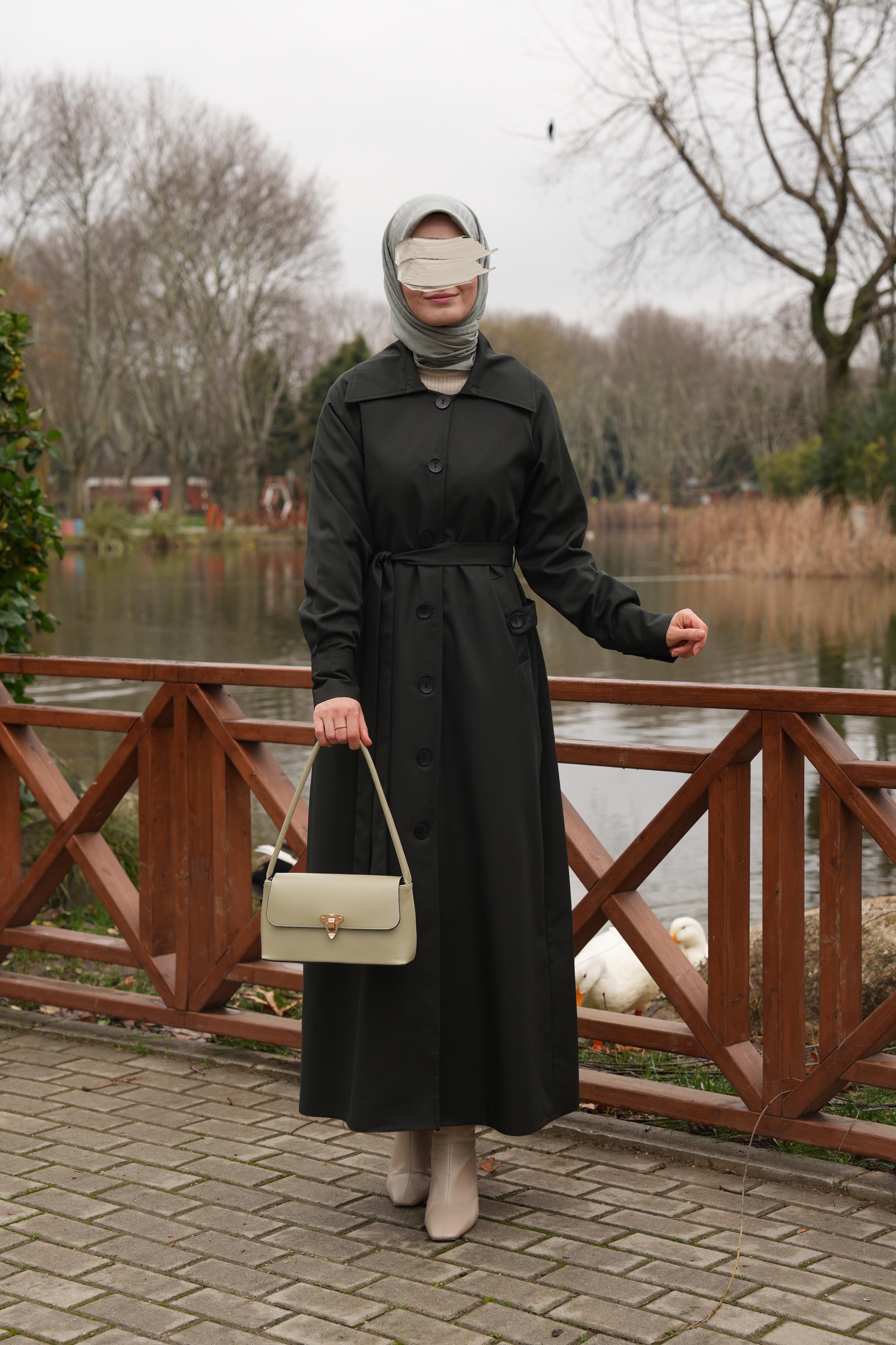 A Pileli Trençkot HAKİ YEŞİL