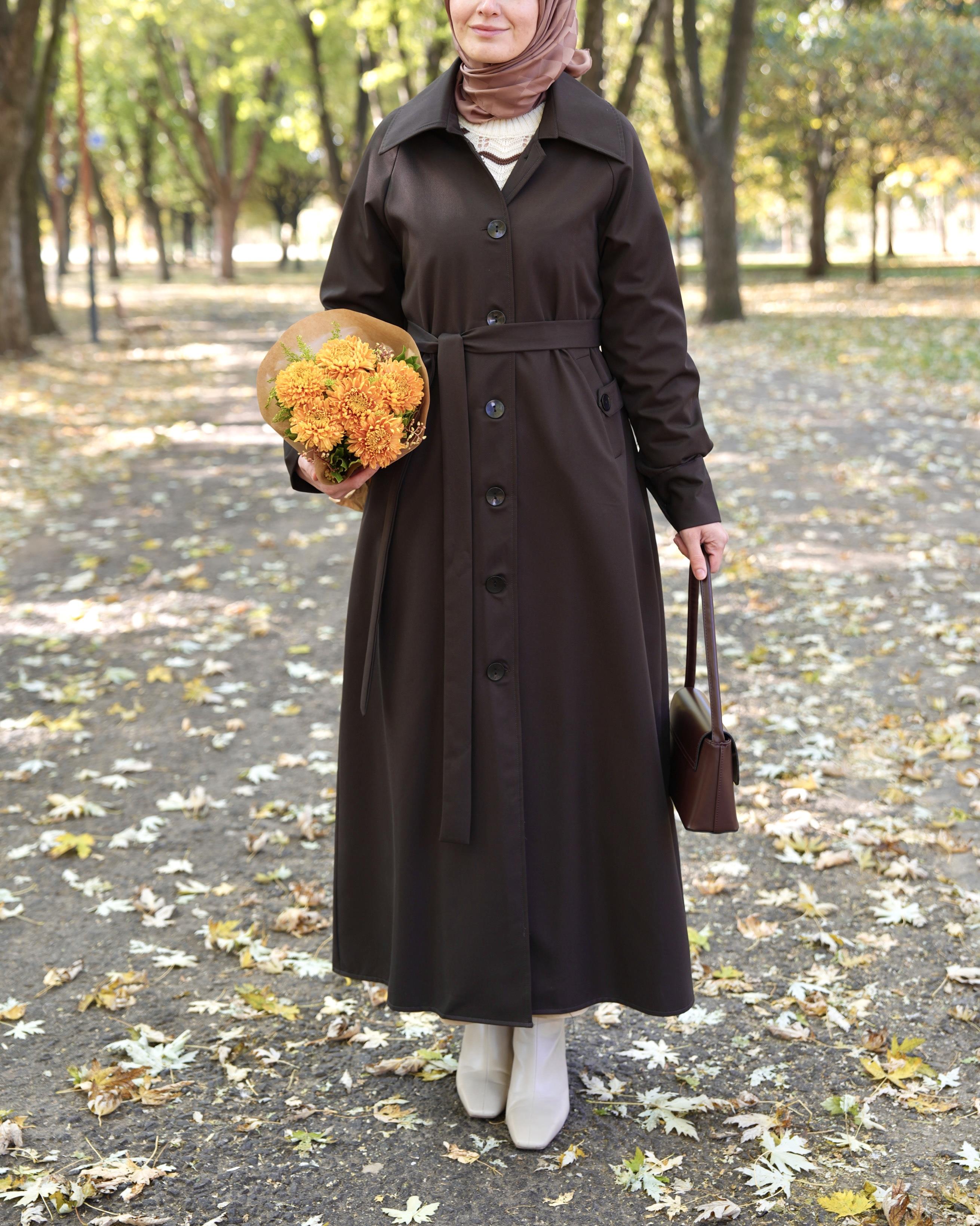 A Pileli Trençkot Kahverengi