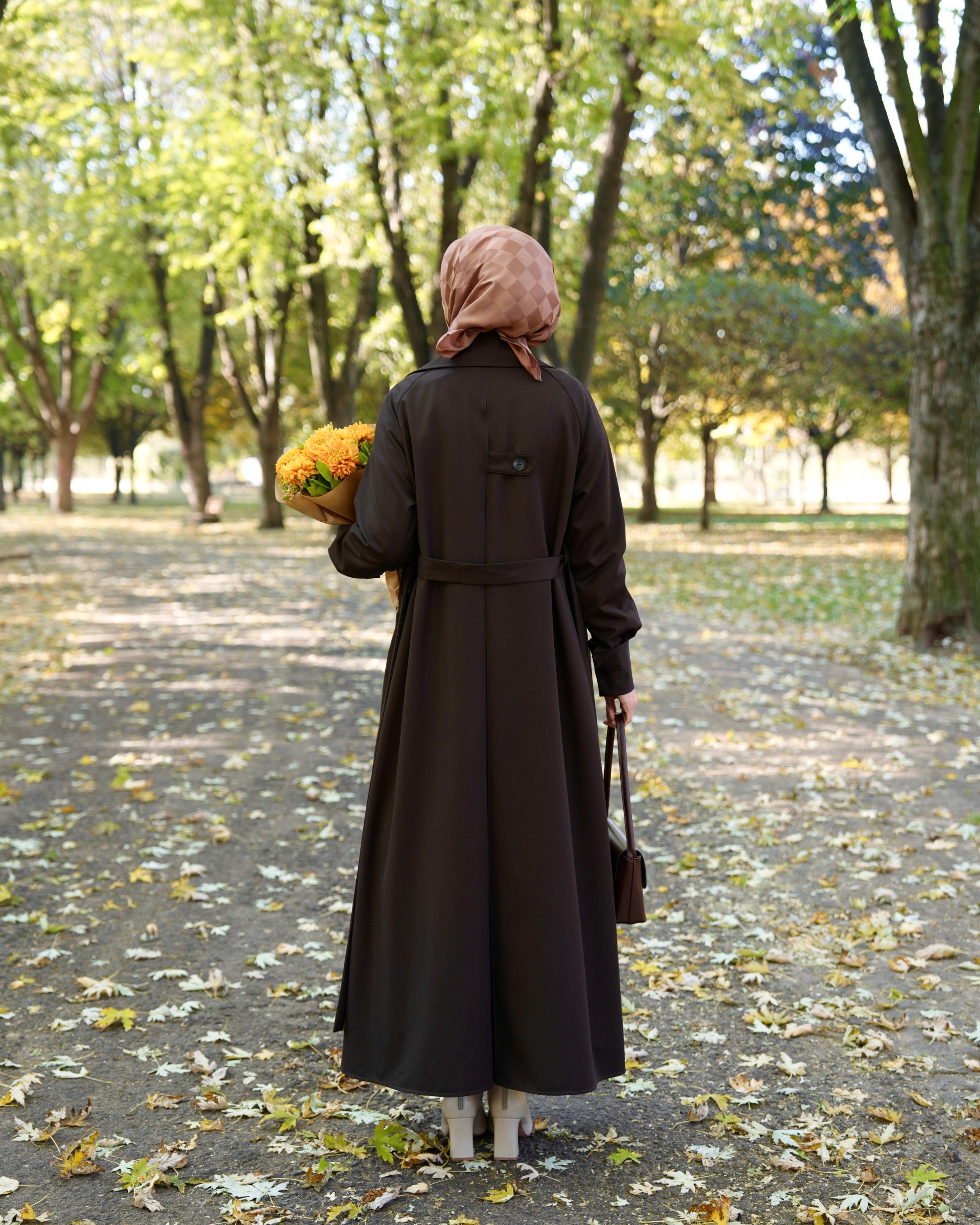 A Pileli Trençkot KAHVERENGİ