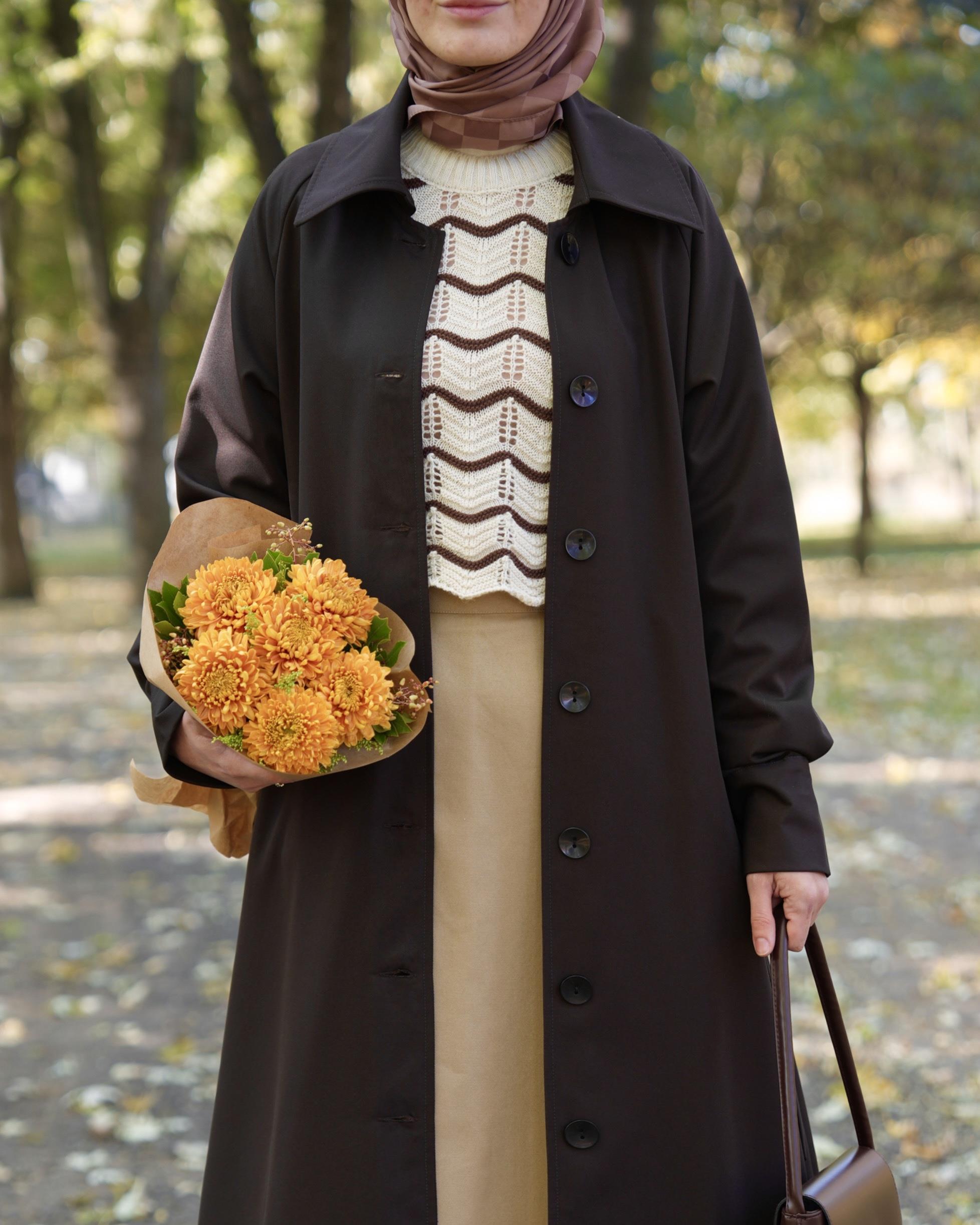 A Pileli Trençkot KAHVERENGİ