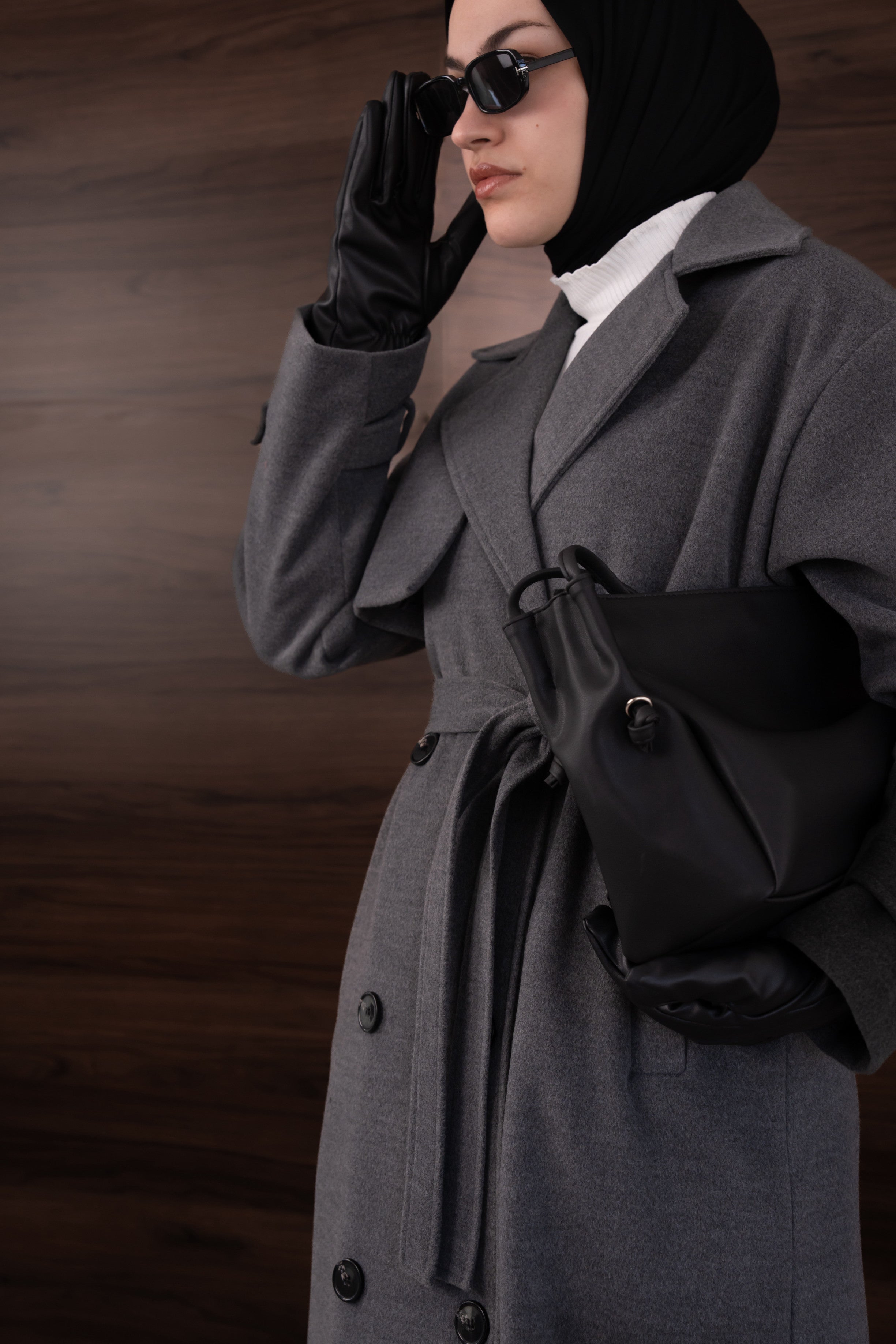 Premium Kaşe Trenç Kaban GRİ