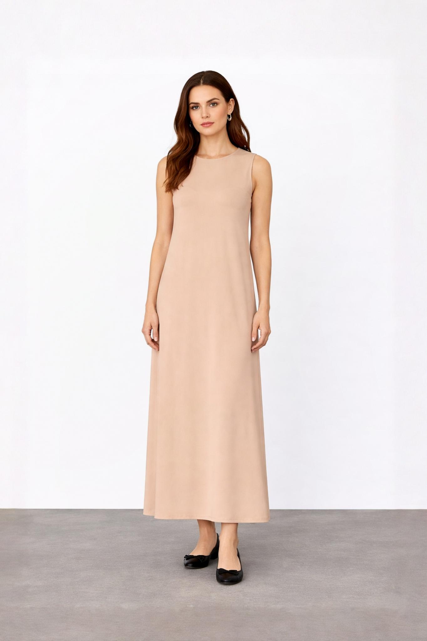 Pamuklu Uzun Elbise Astarı BEJ