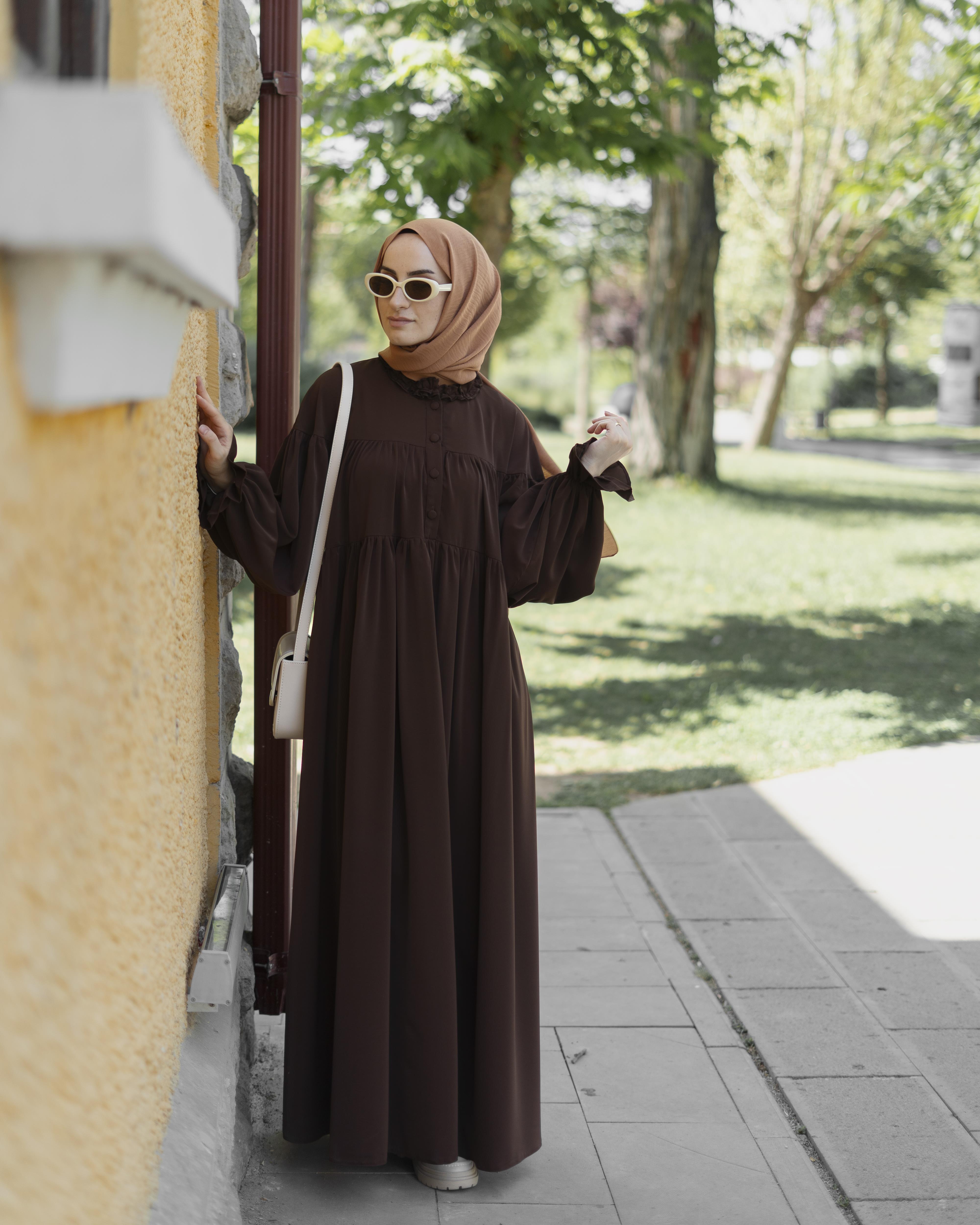 Aylina Elbise KAHVERENGİ