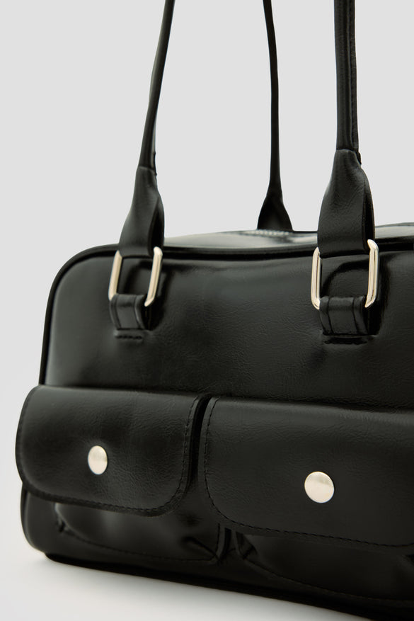 Çift Cepli Omuz Çantası SİYAH