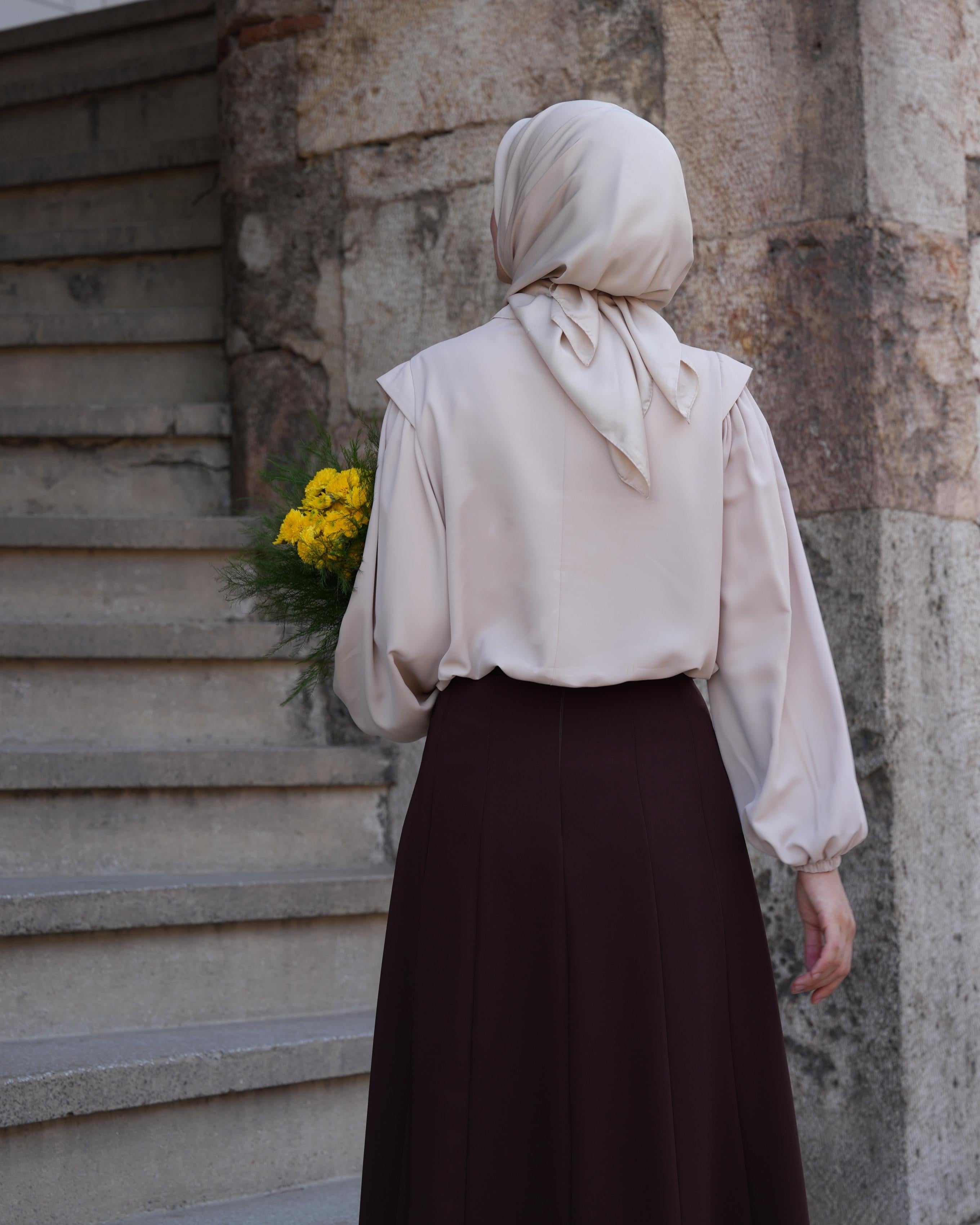 Bağcıklı Etek Kahverengi