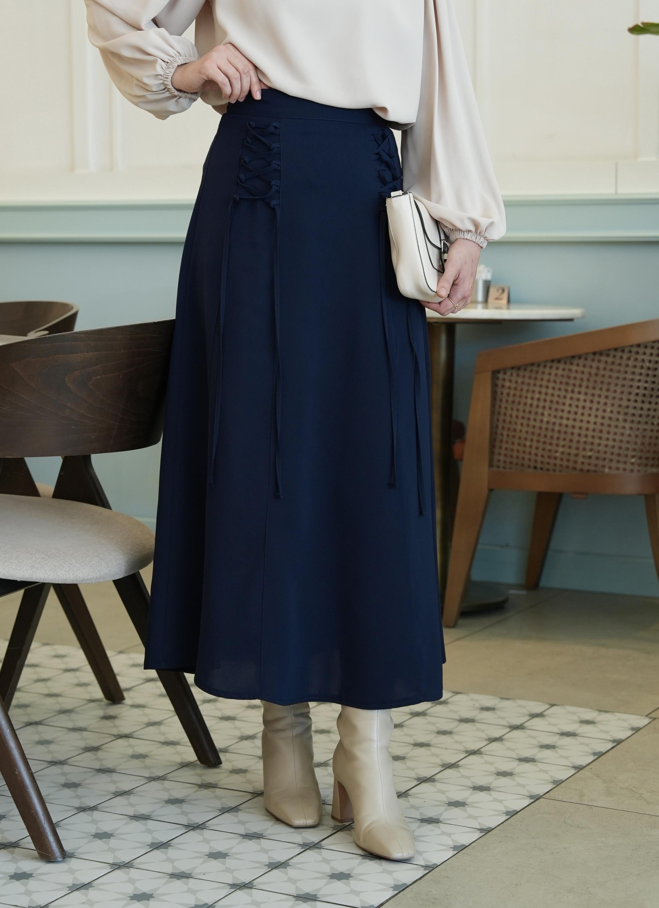 Bağcıklı Etek LACİVERT