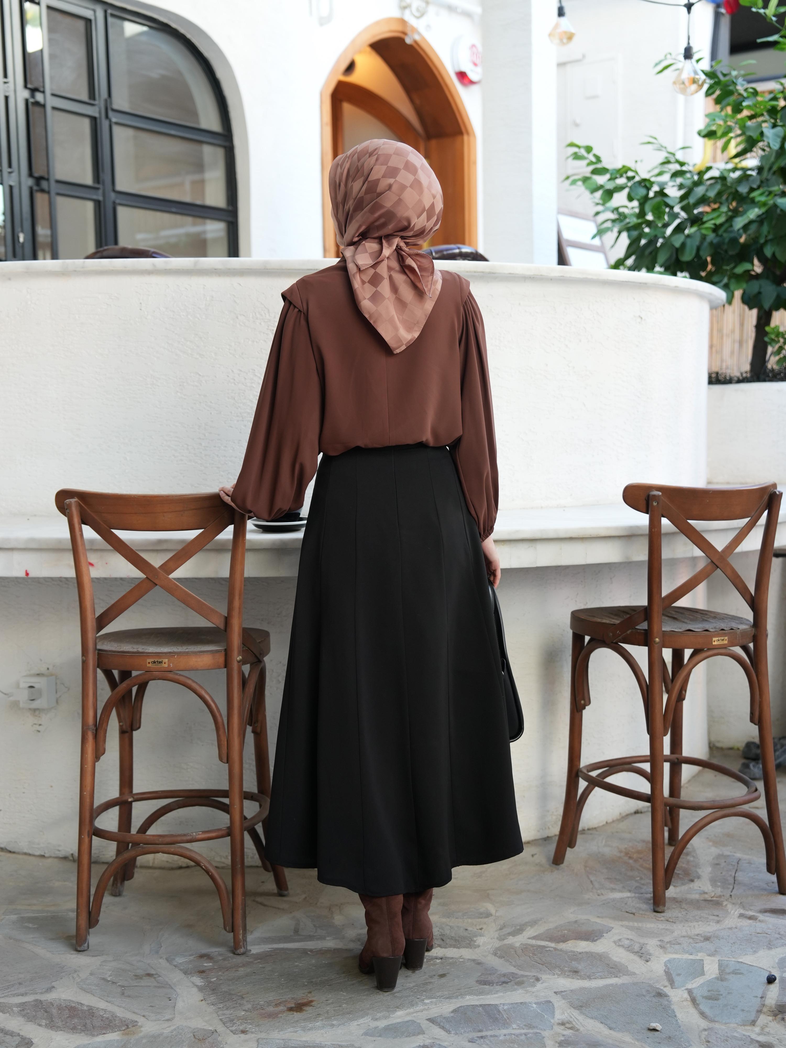 Bağcıklı Etek Siyah