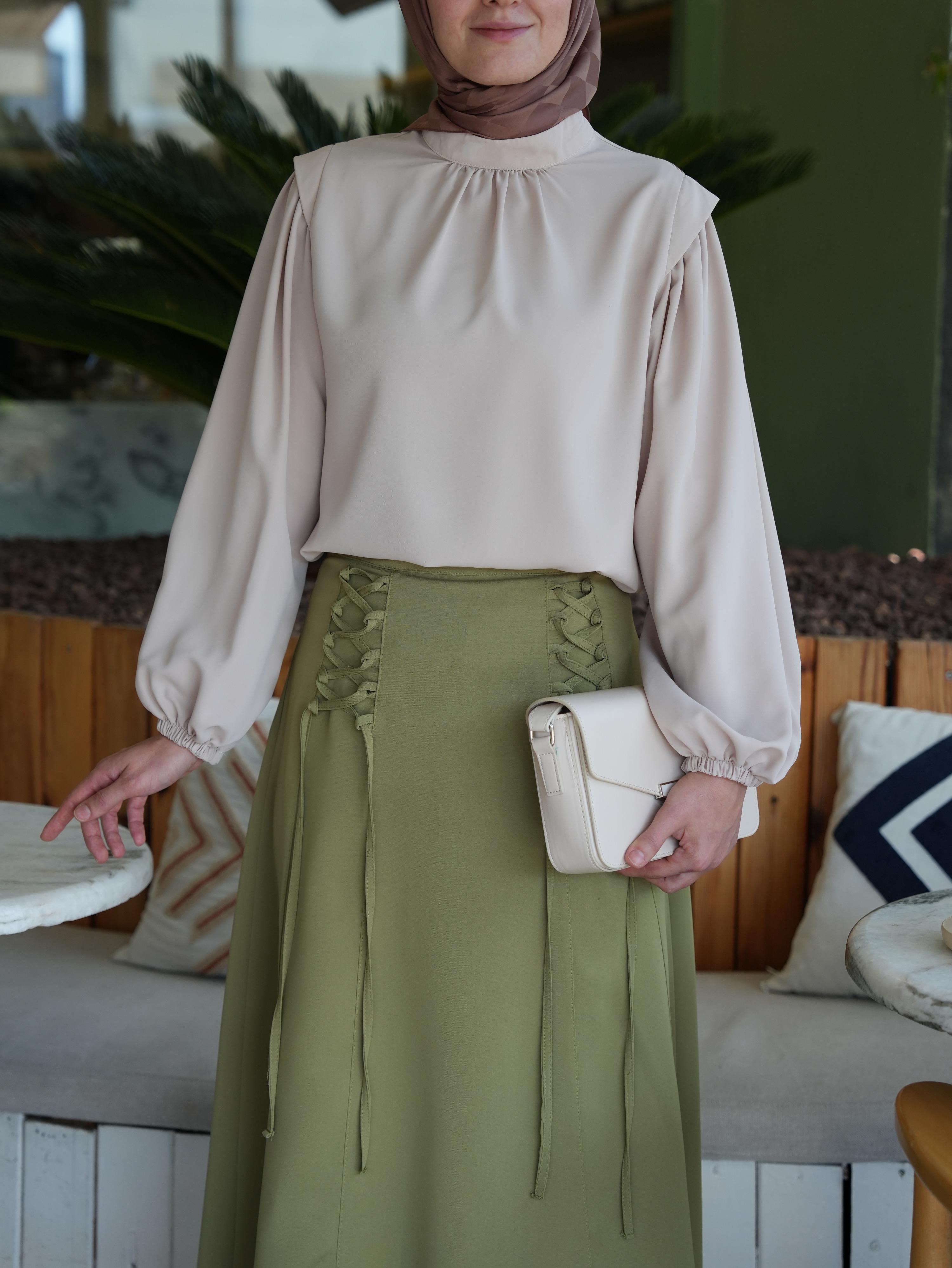 Bağcıklı Etek Yağ Yeşili