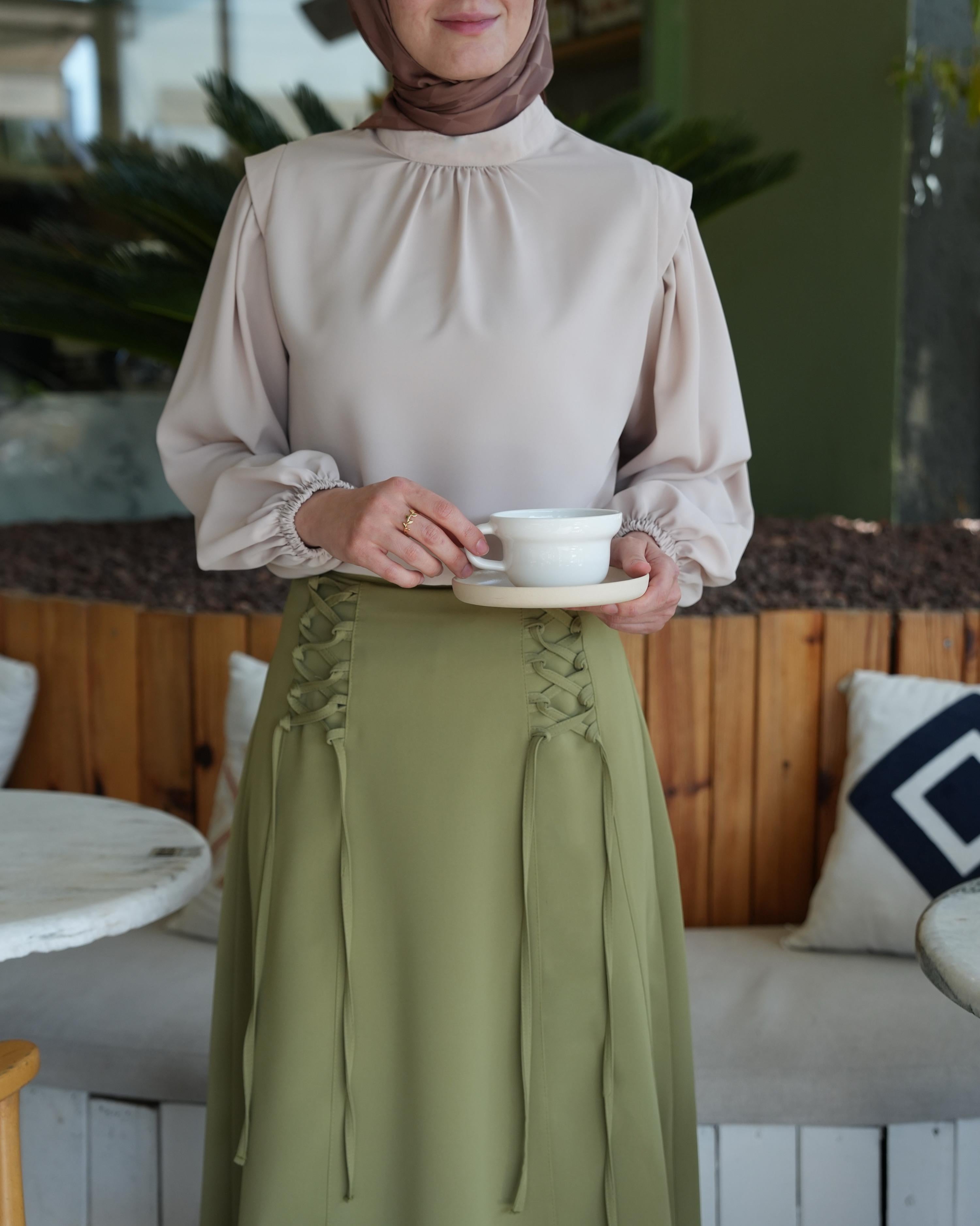 Bağcıklı Etek Yağ Yeşili