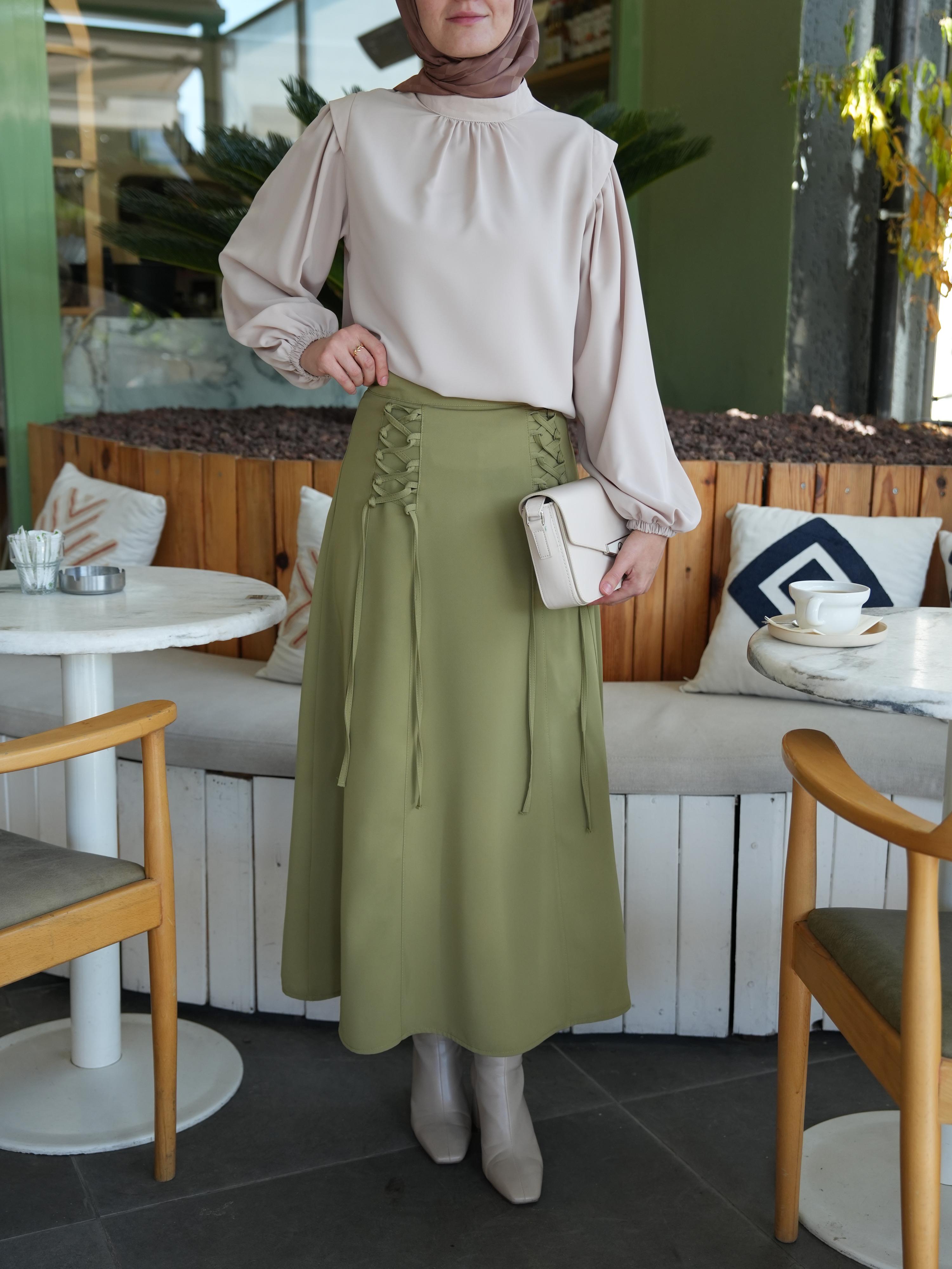 Bağcıklı Etek Yağ Yeşili