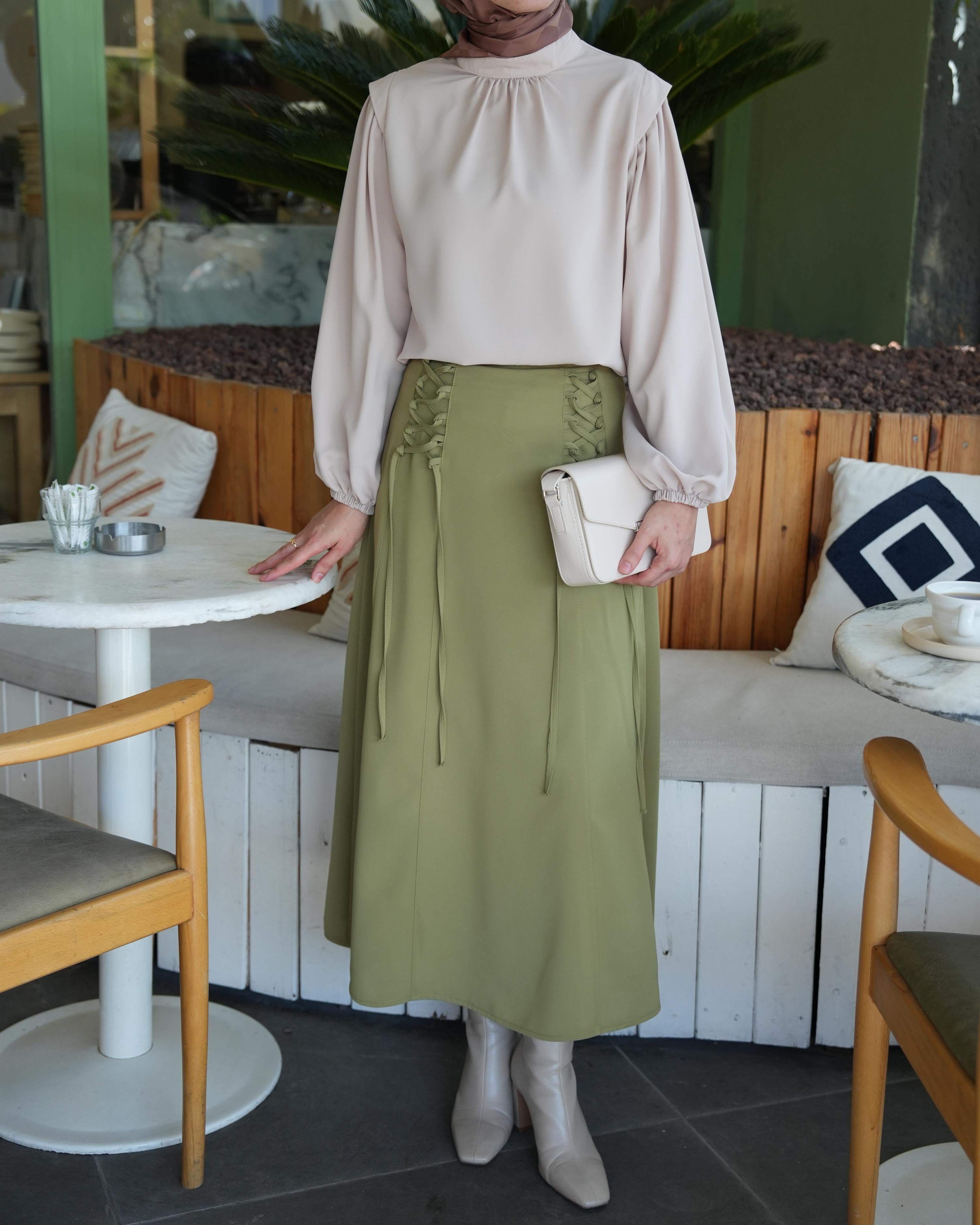 Bağcıklı Etek Yağ Yeşili