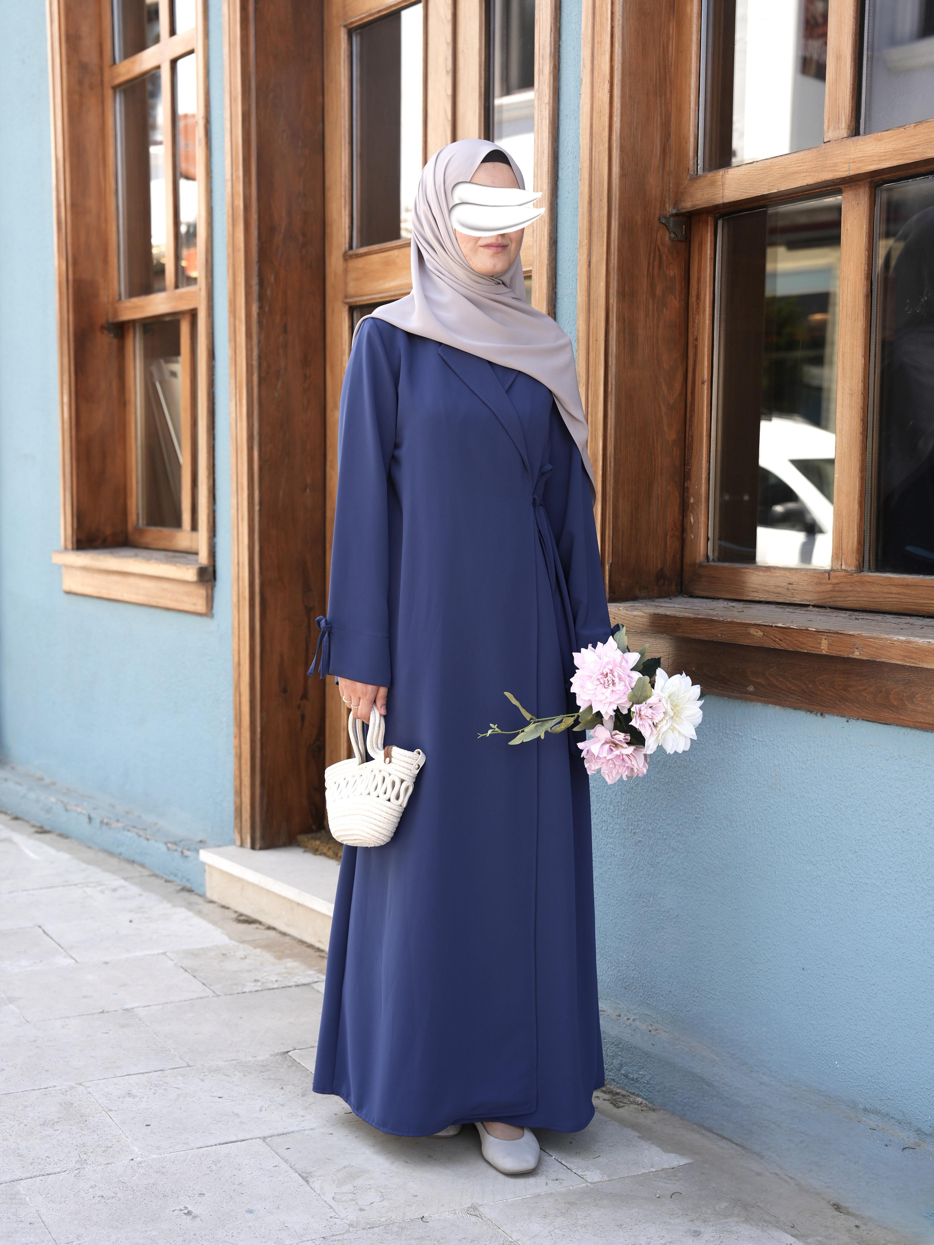 Bağlamalı Kruvaze Trench İndigo