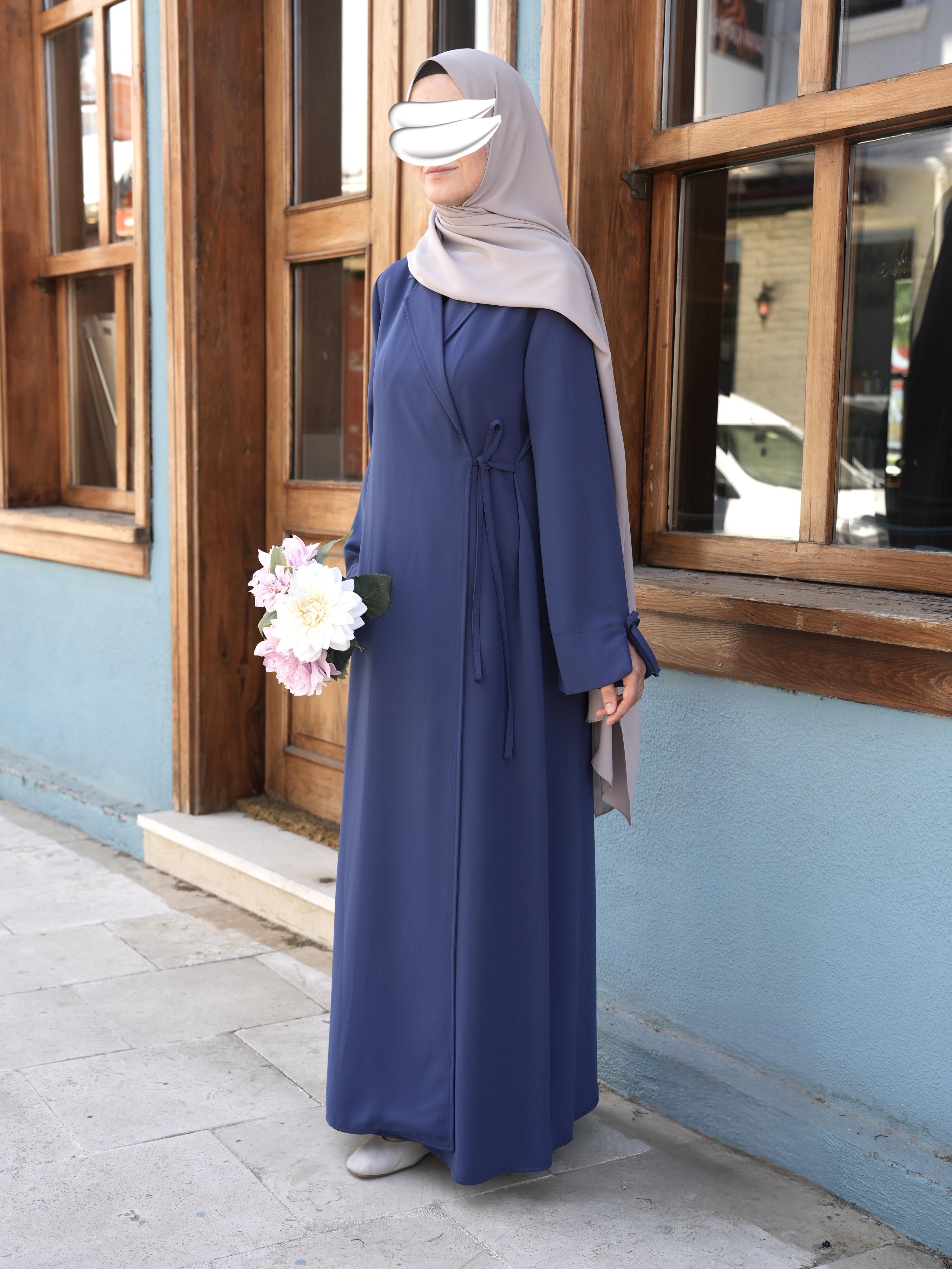 Bağlamalı Kruvaze Trench İndigo