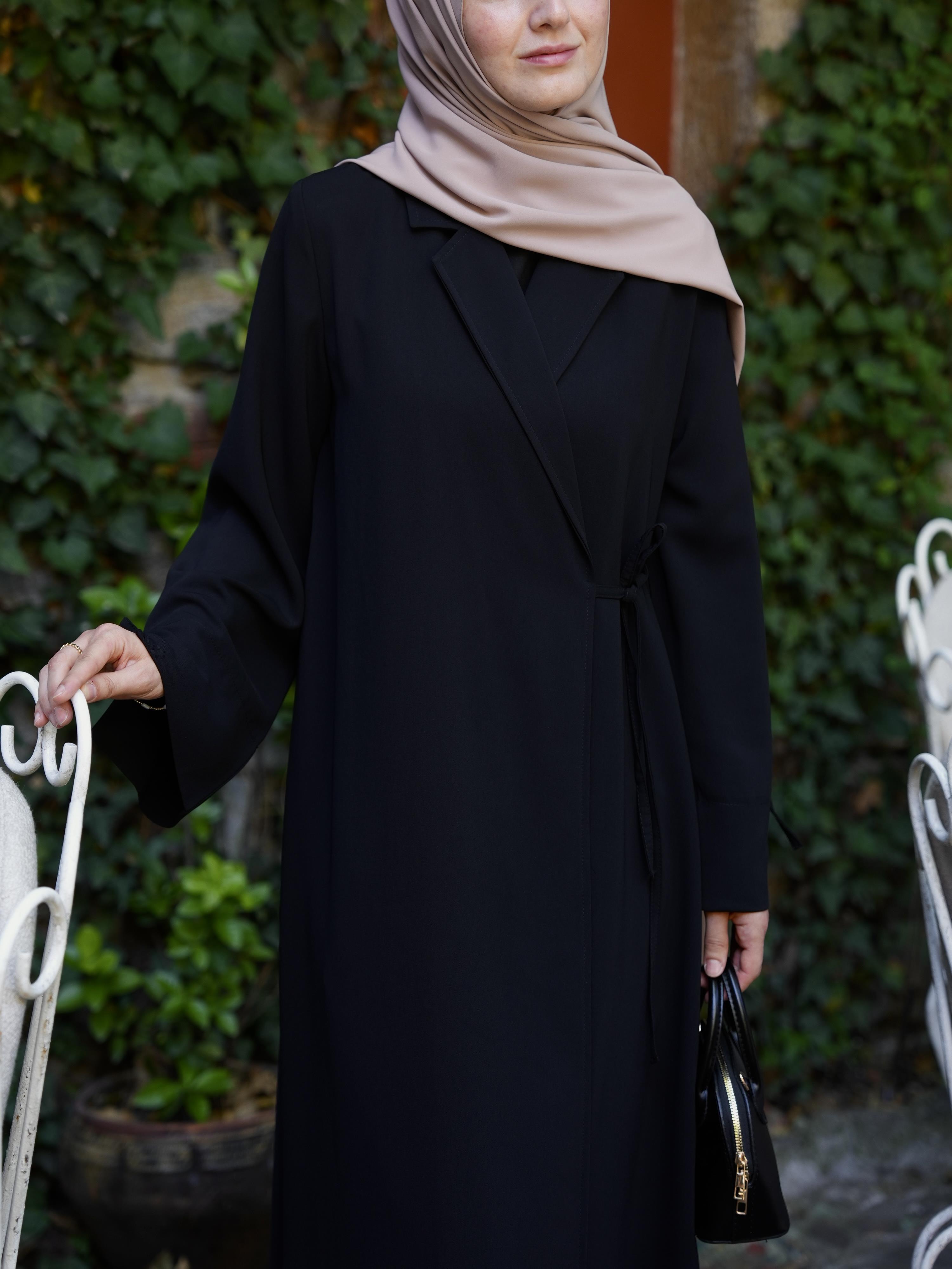 Bağlamalı Kruvaze Trench Siyah