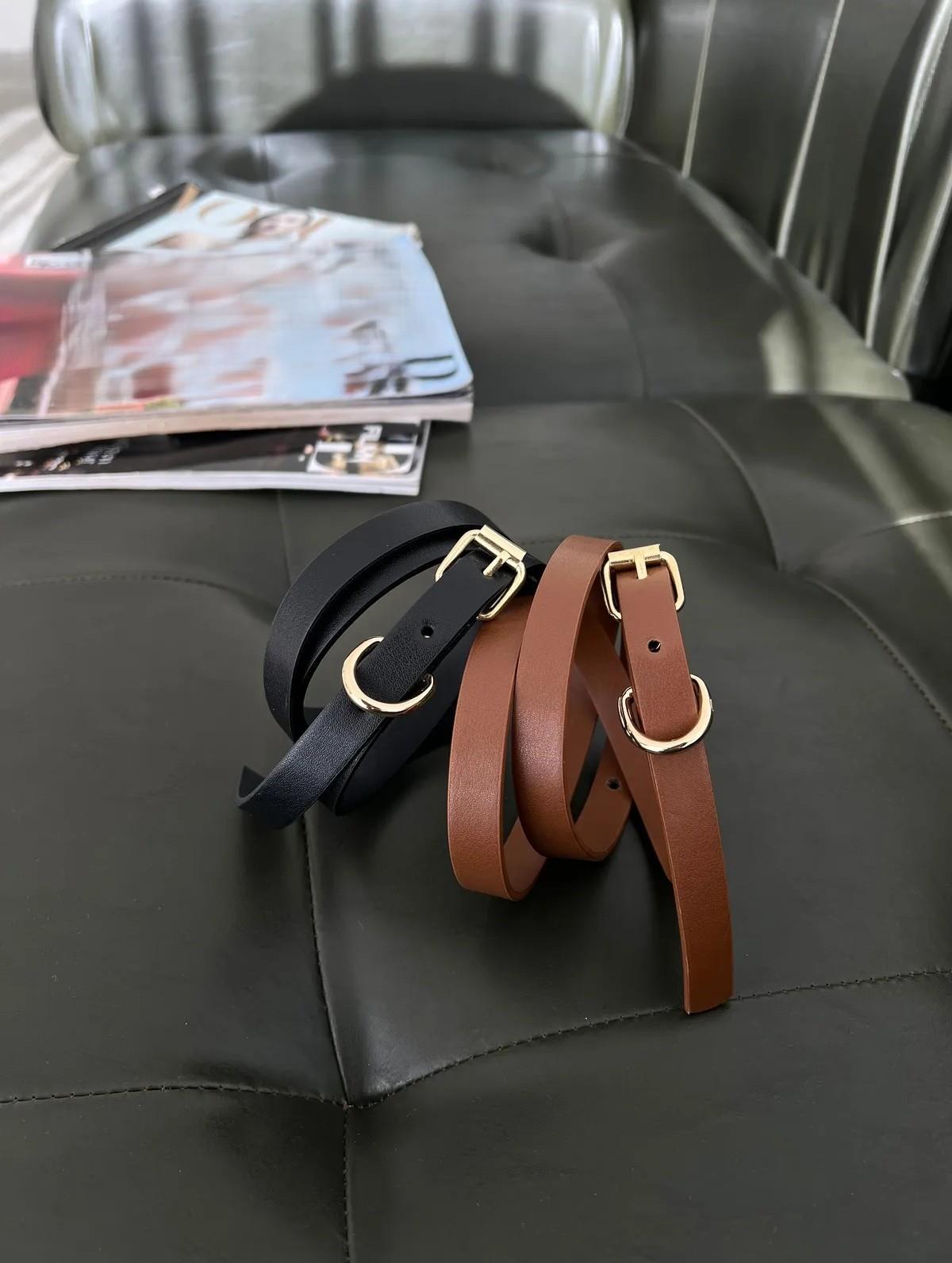 Basıc İnce Deri Kemer Kahverengi