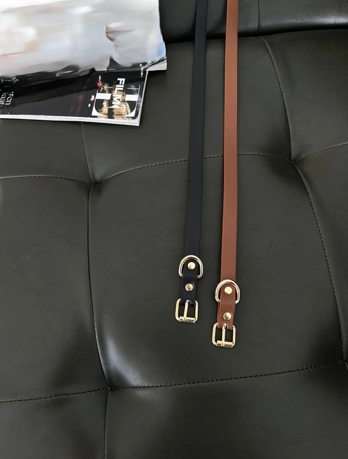 Basıc İnce Deri Kemer Kahverengi