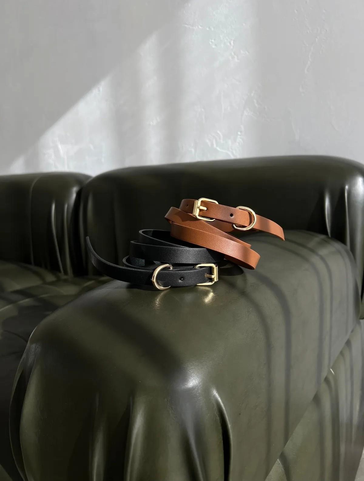 Basıc İnce Deri Kemer Siyah