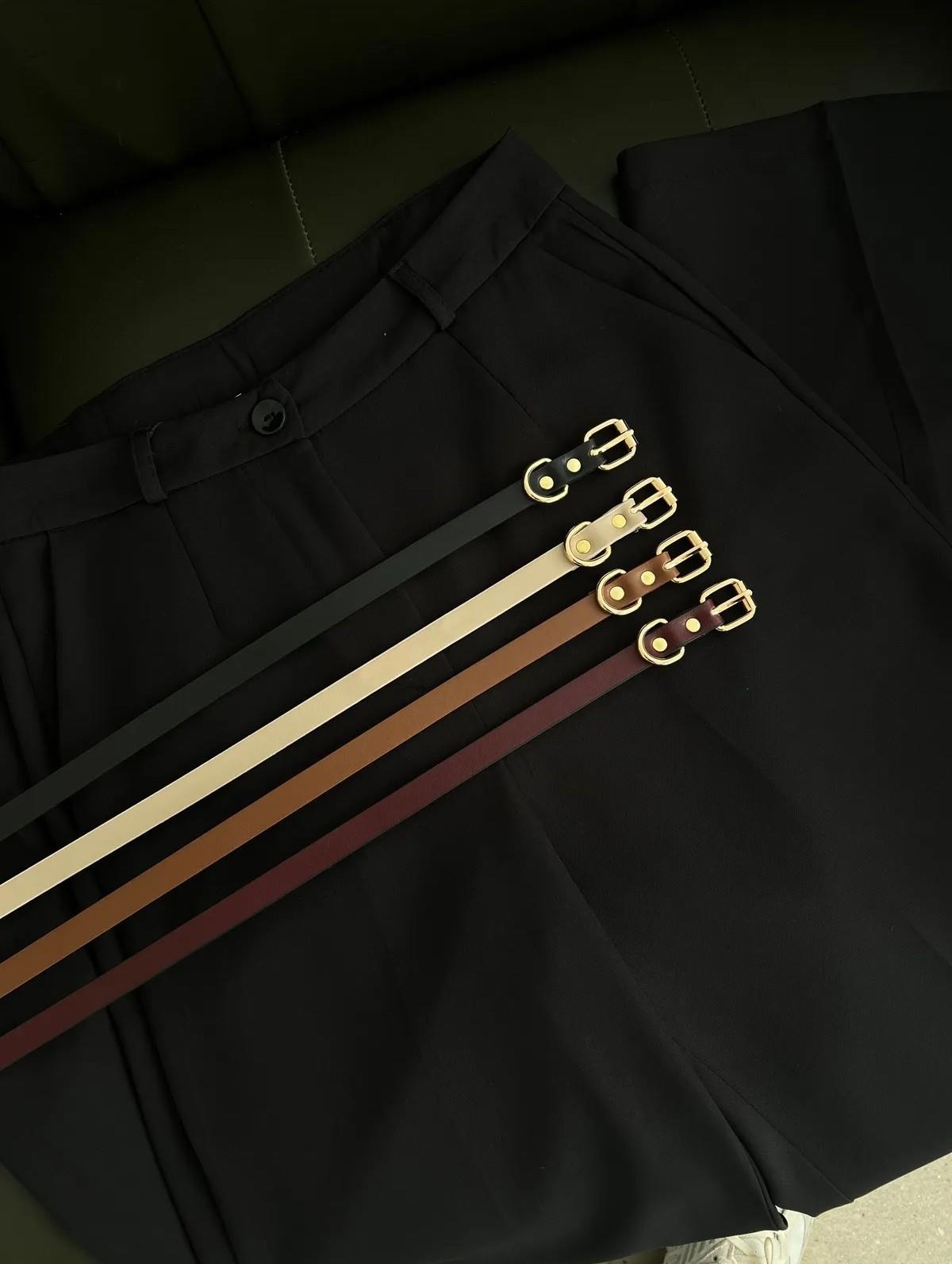 Basıc İnce Deri Kemer Vizon