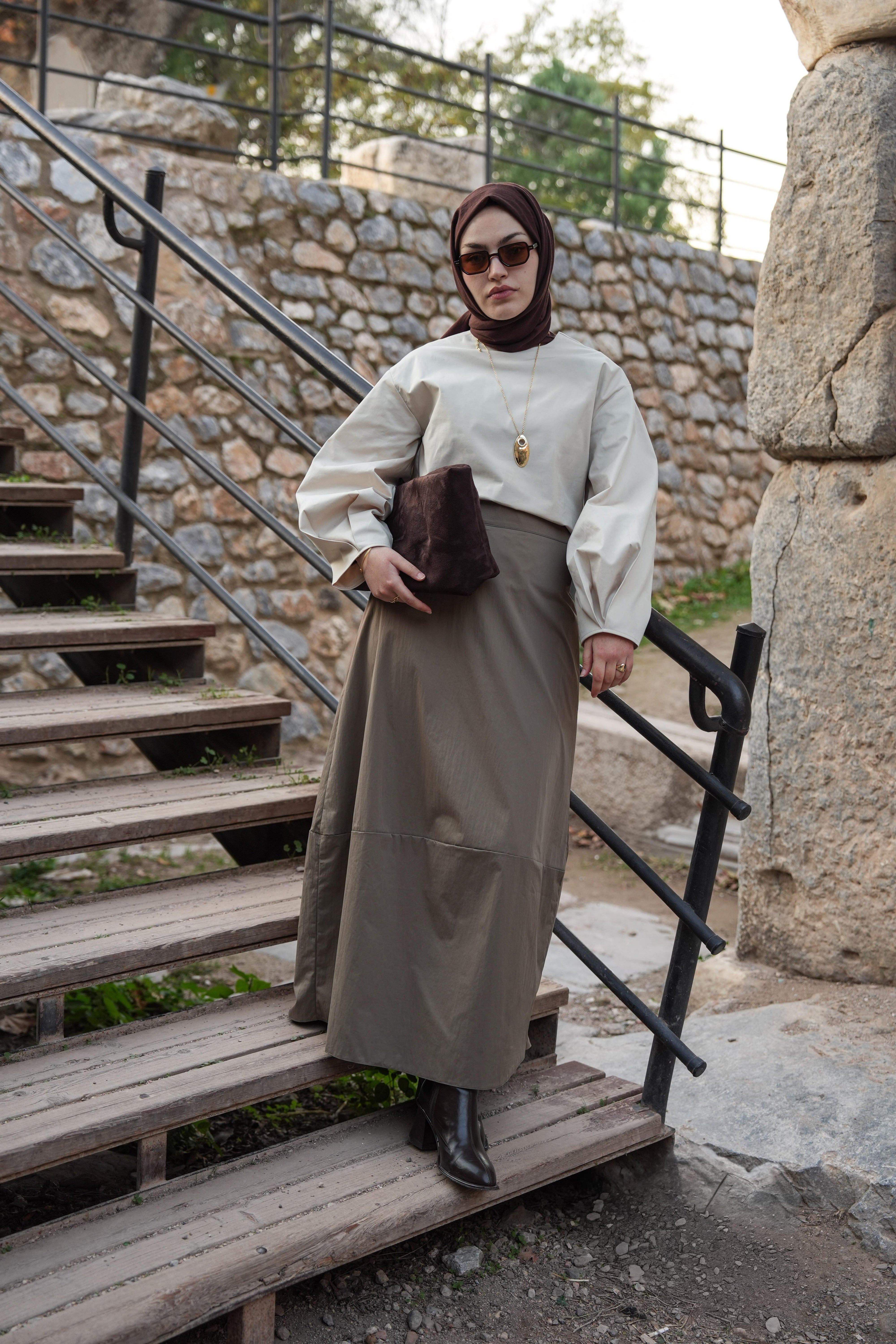 Basıc Etek Açık Haki