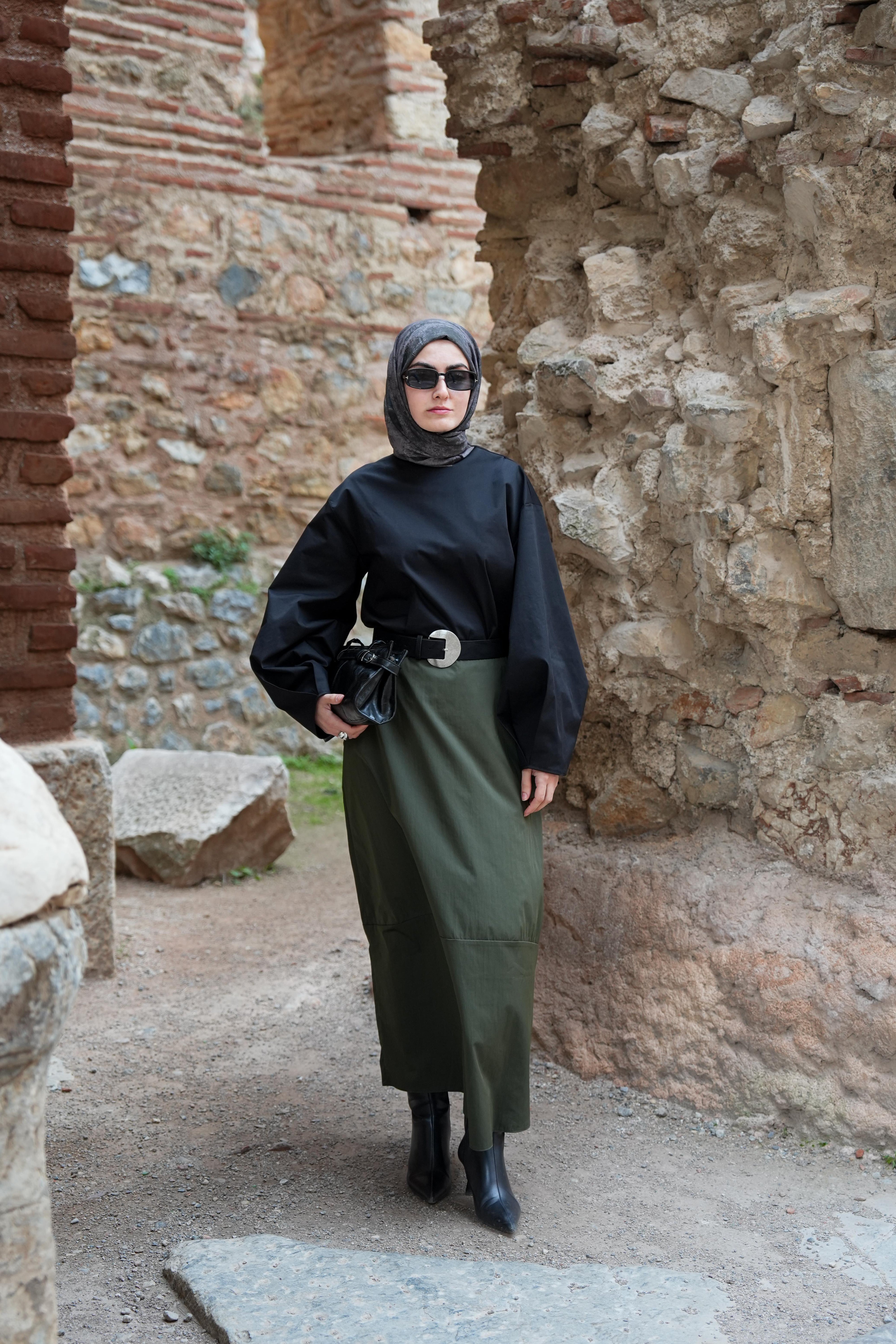 Basıc Paraşüt Etek Haki Yeşil