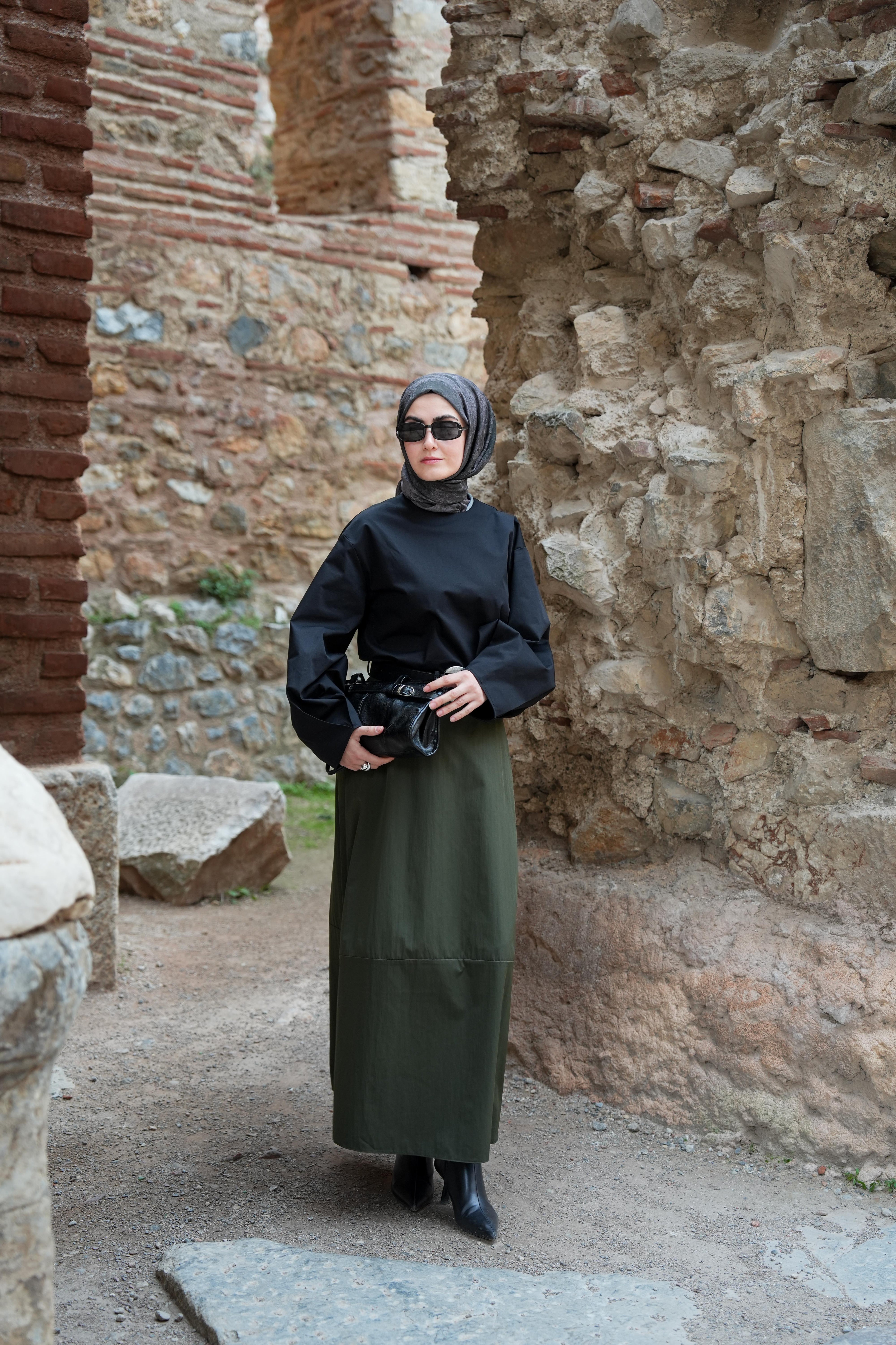 Basıc Paraşüt Etek Haki Yeşil