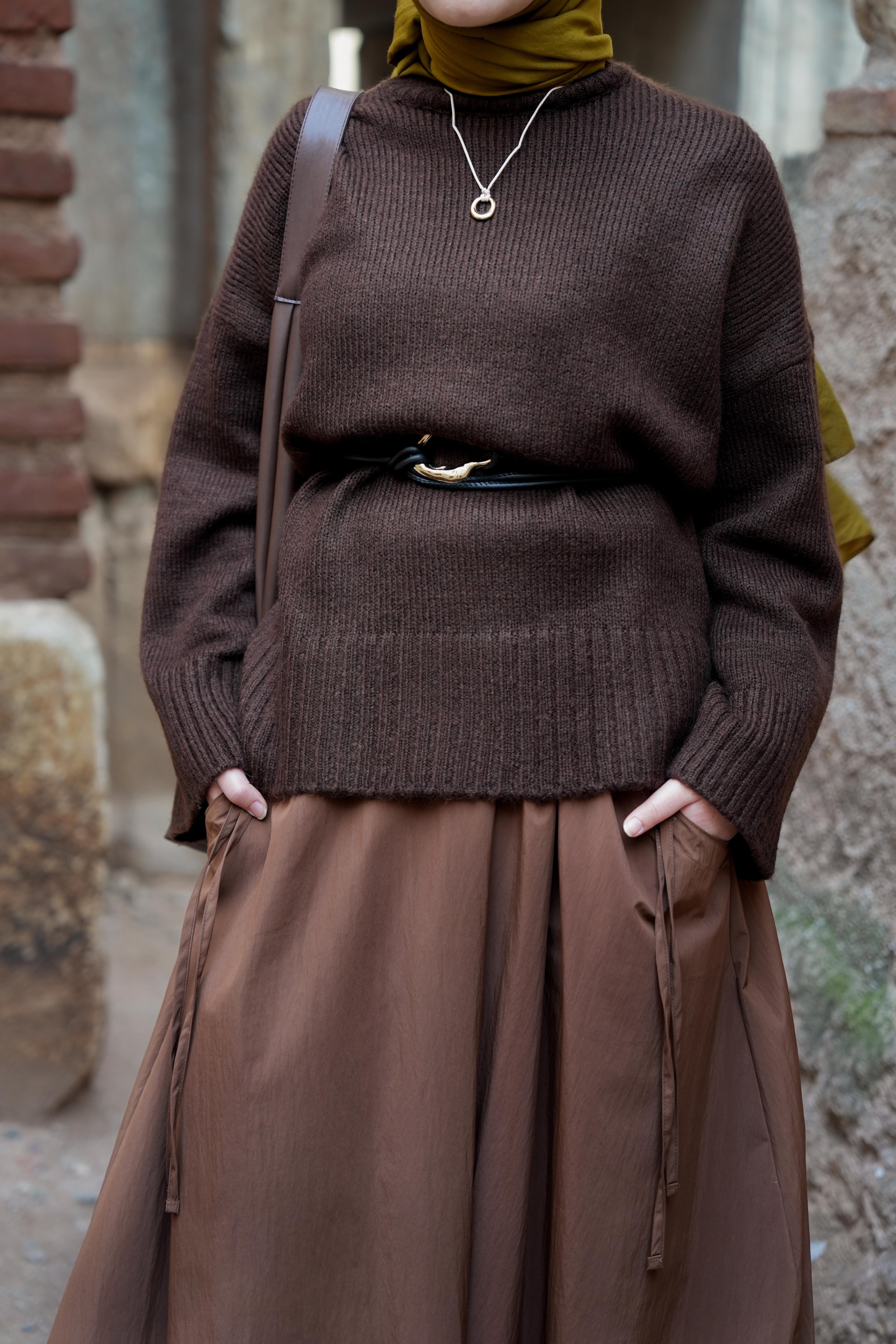 Cep Tünelli Paraşüt Etek Kahverengi