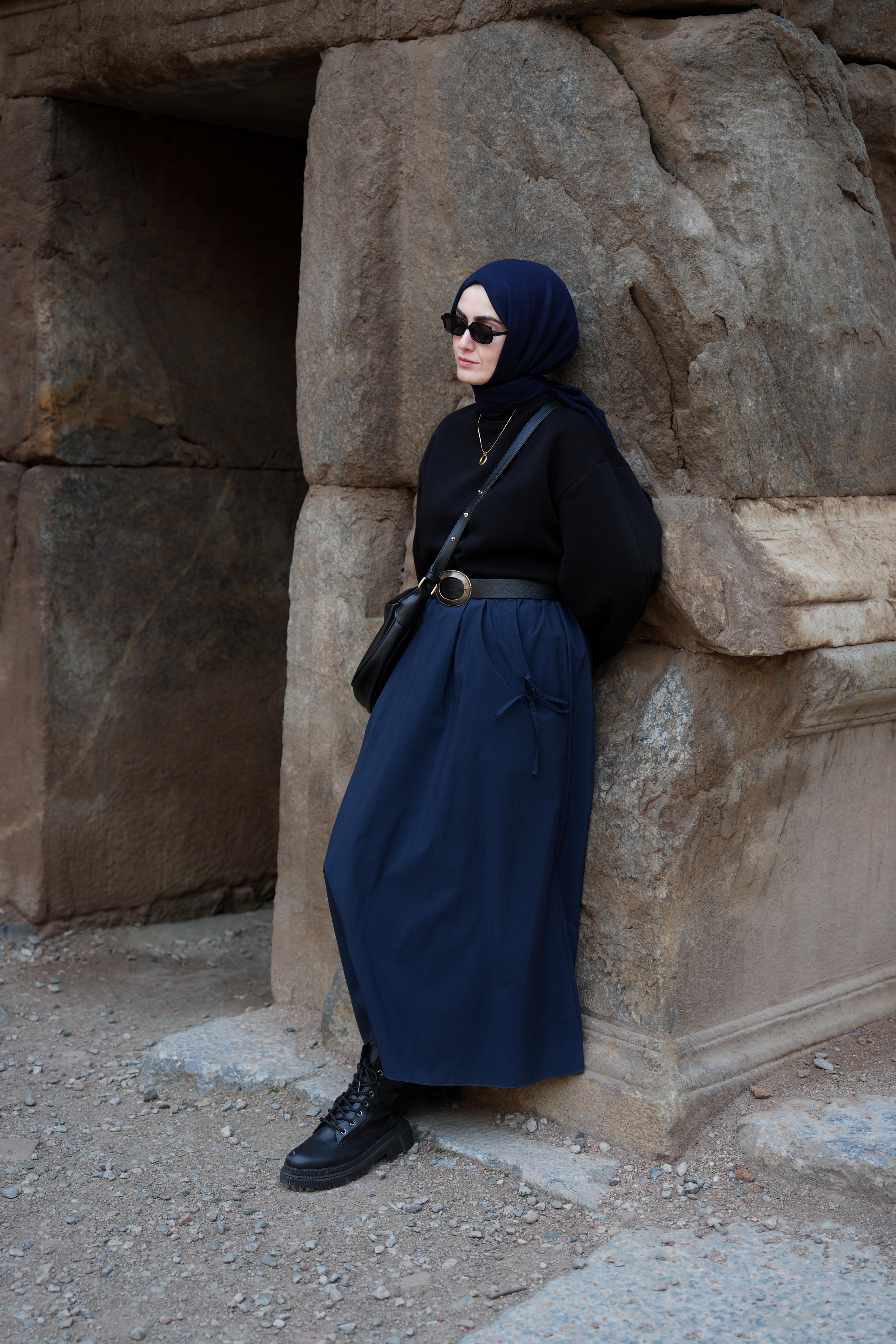 Cep Tünelli Paraşüt Etek Lacivert