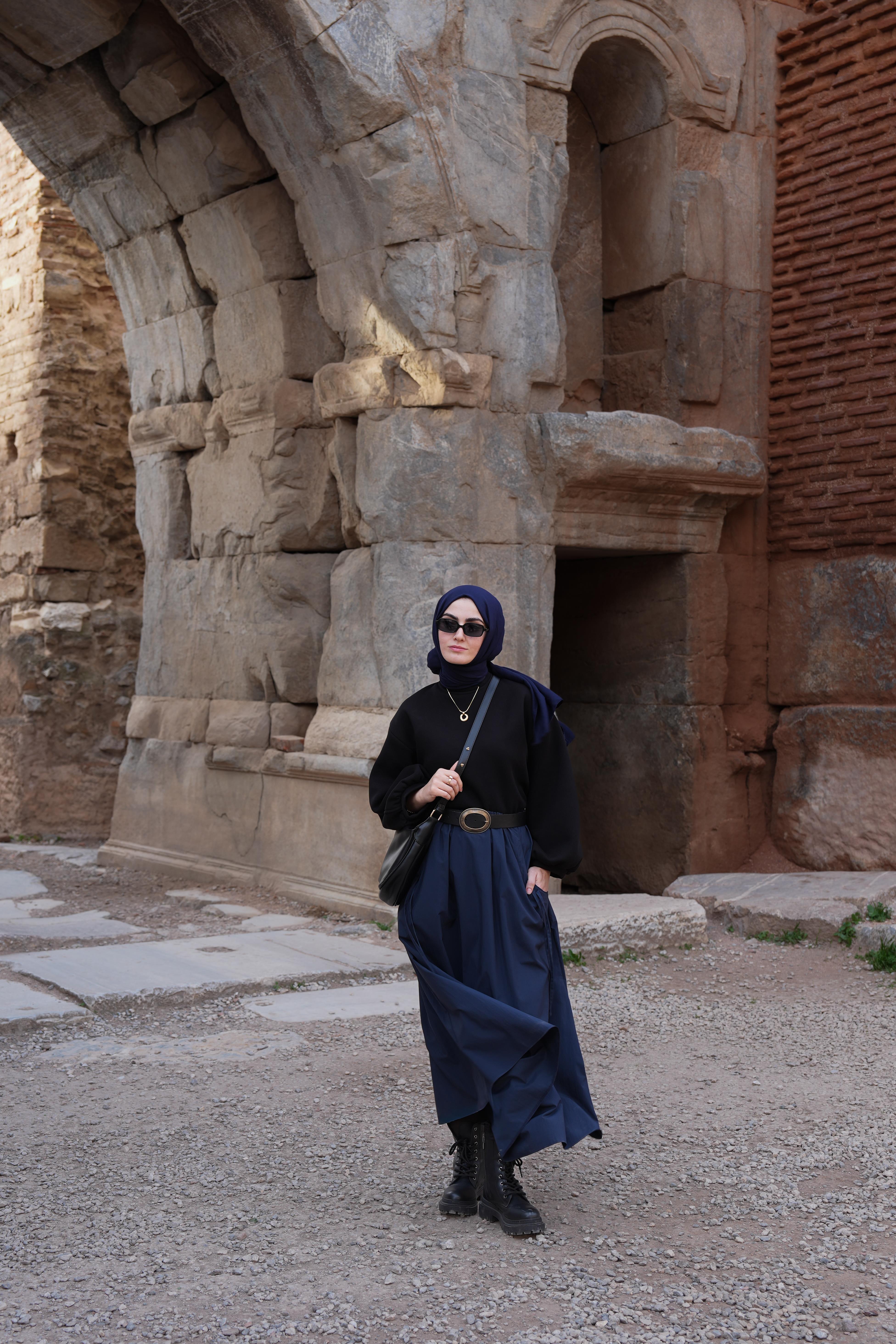 Cep Tünelli Paraşüt Etek Lacivert