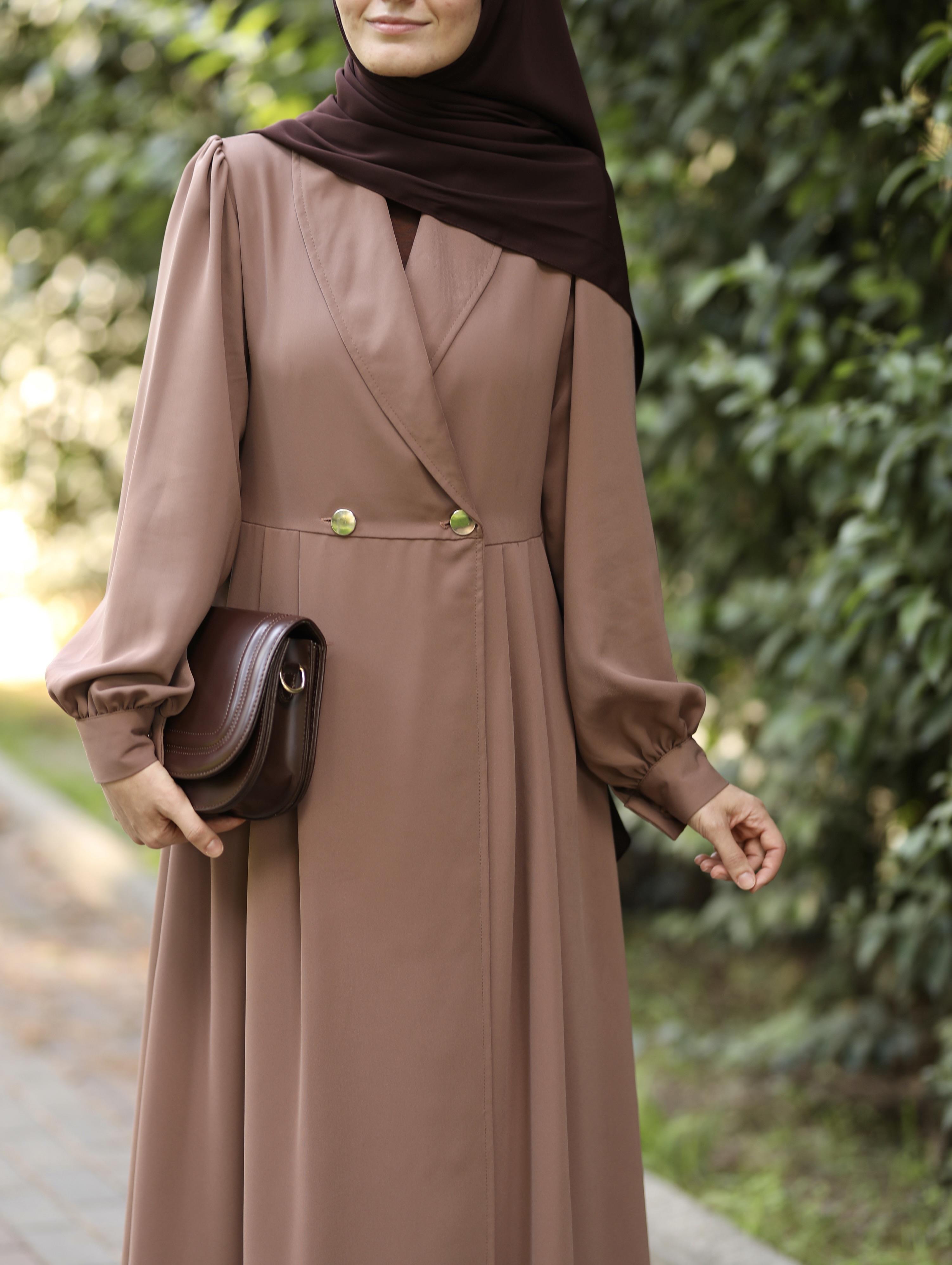 Çift Düğmeli Trenç Sütlü Kahve