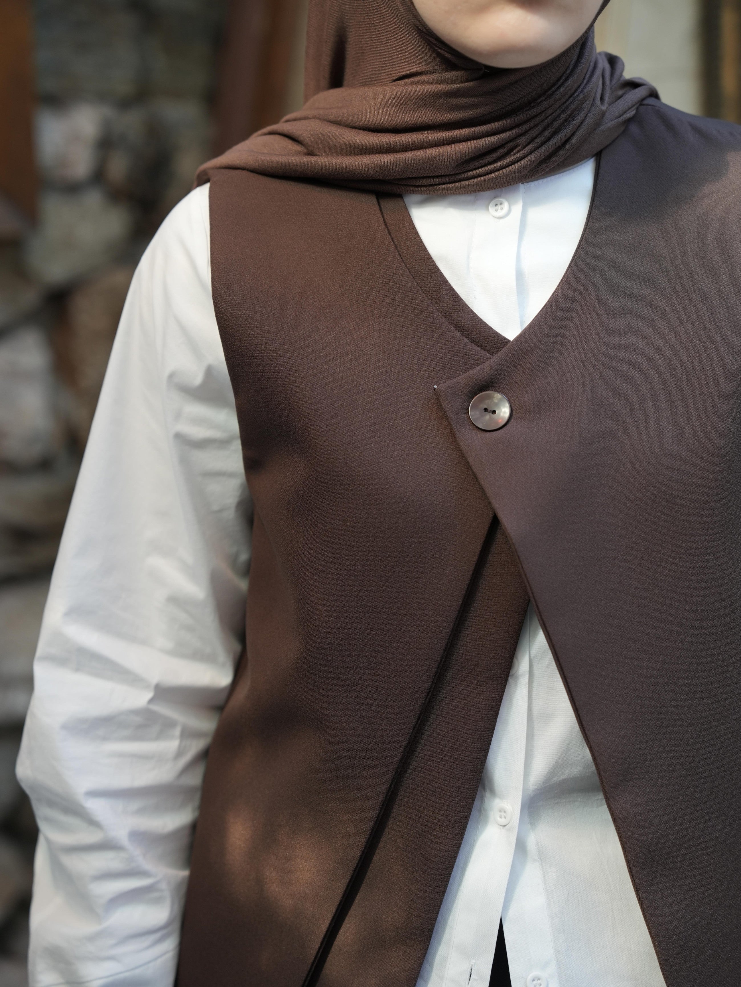 Çift Kat Yelek KAHVERENGİ