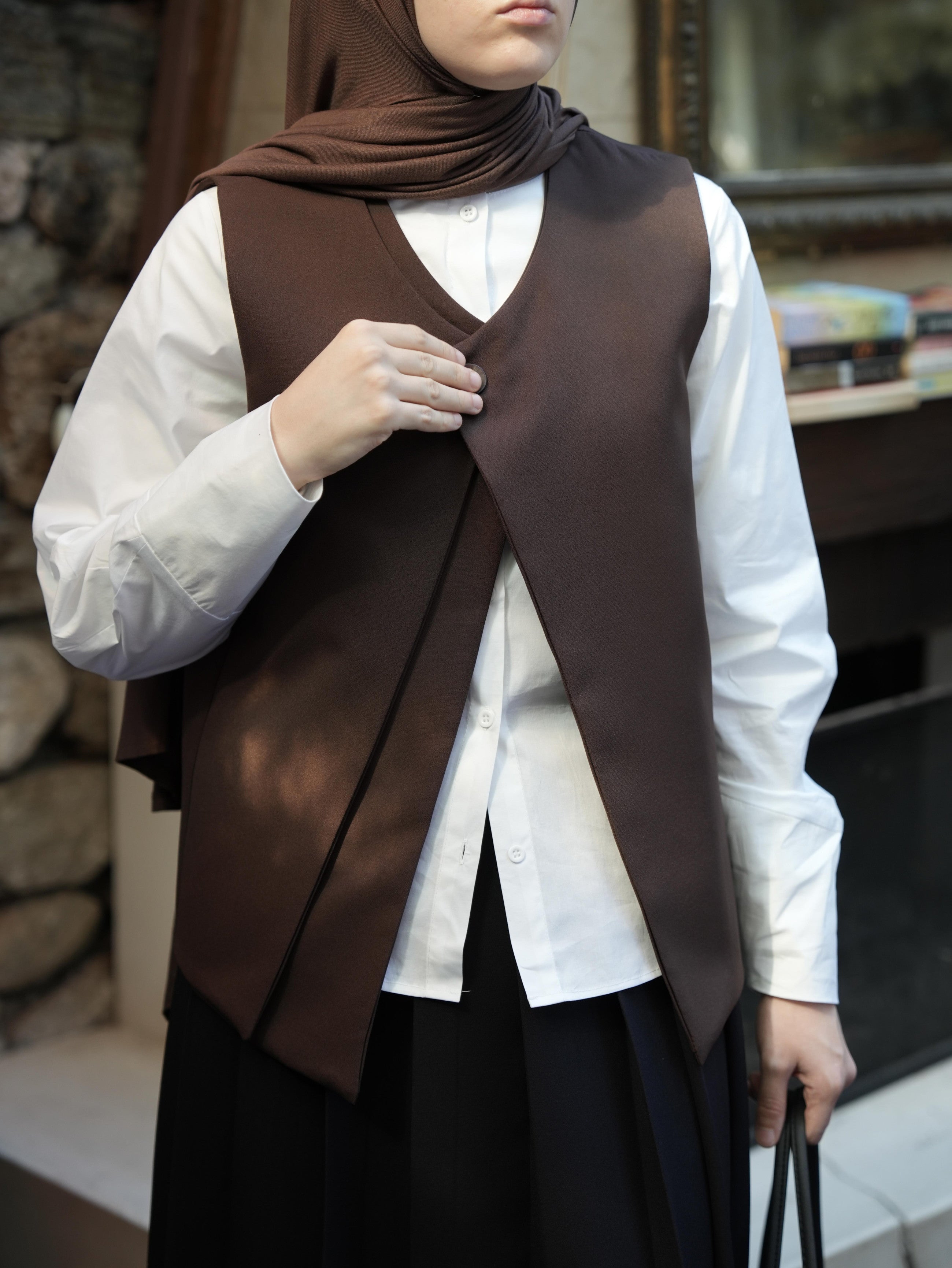 Çift Kat Yelek KAHVERENGİ