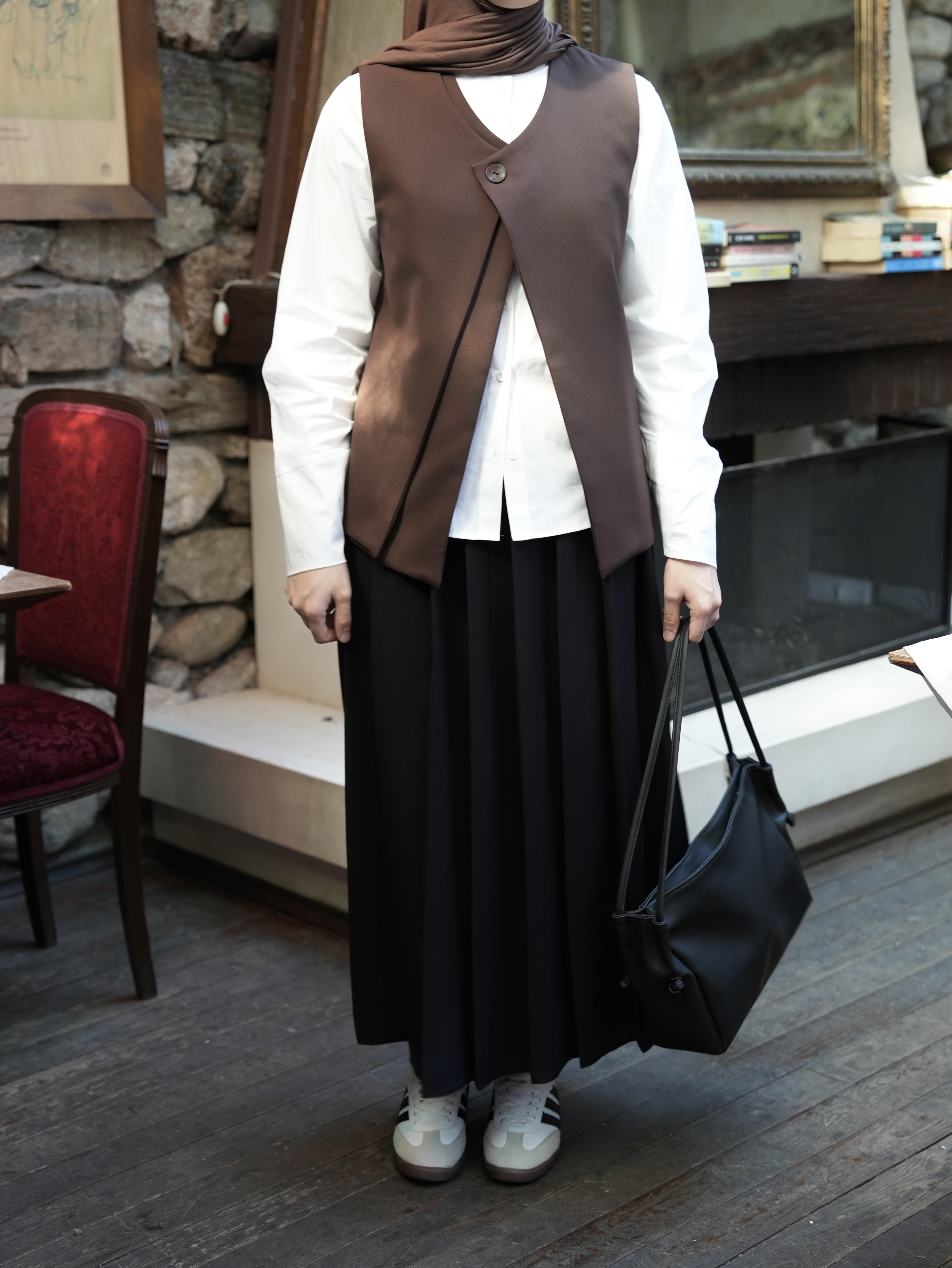 Çift Kat Yelek KAHVERENGİ