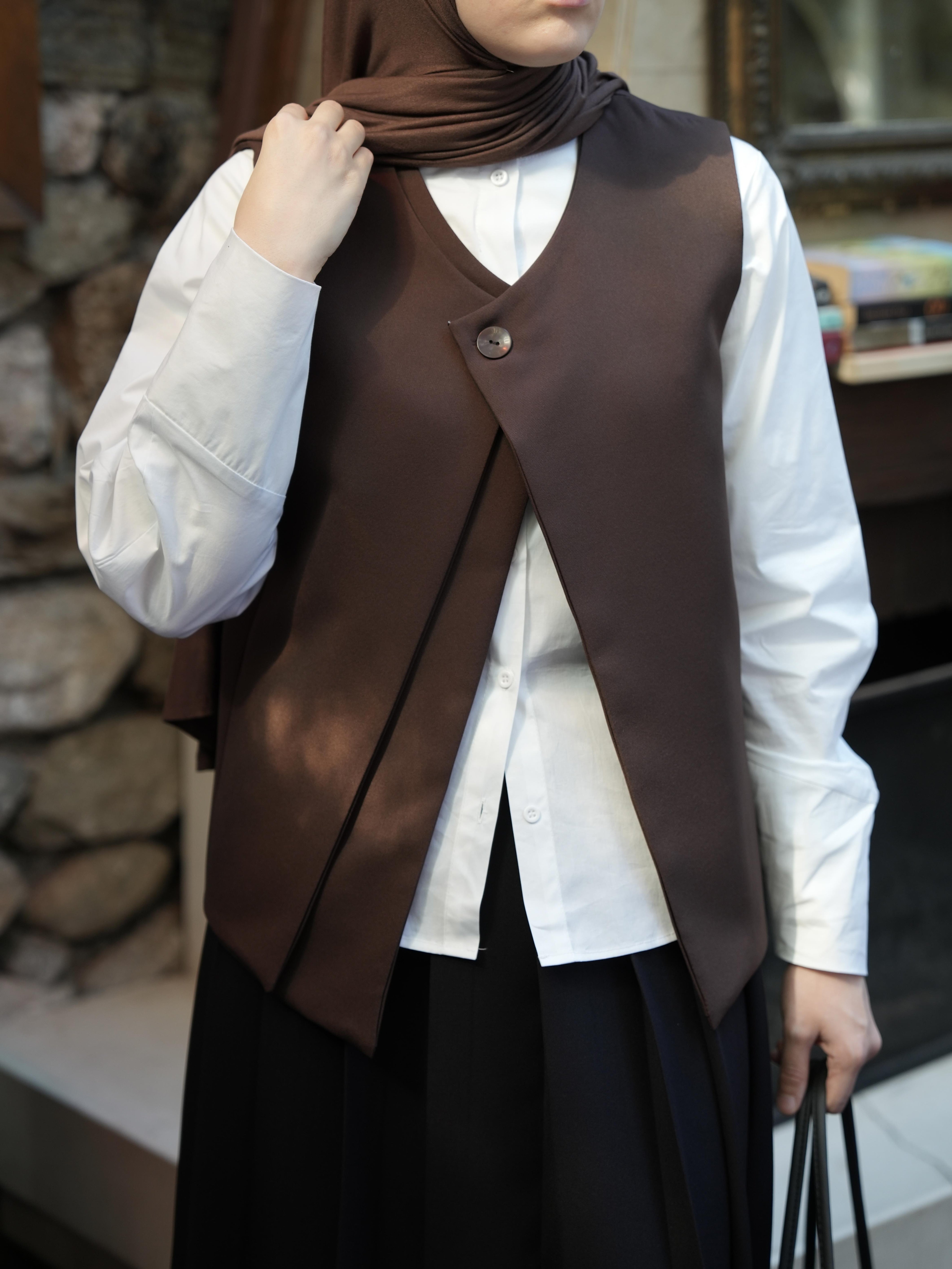 Çift Kat Yelek KAHVERENGİ