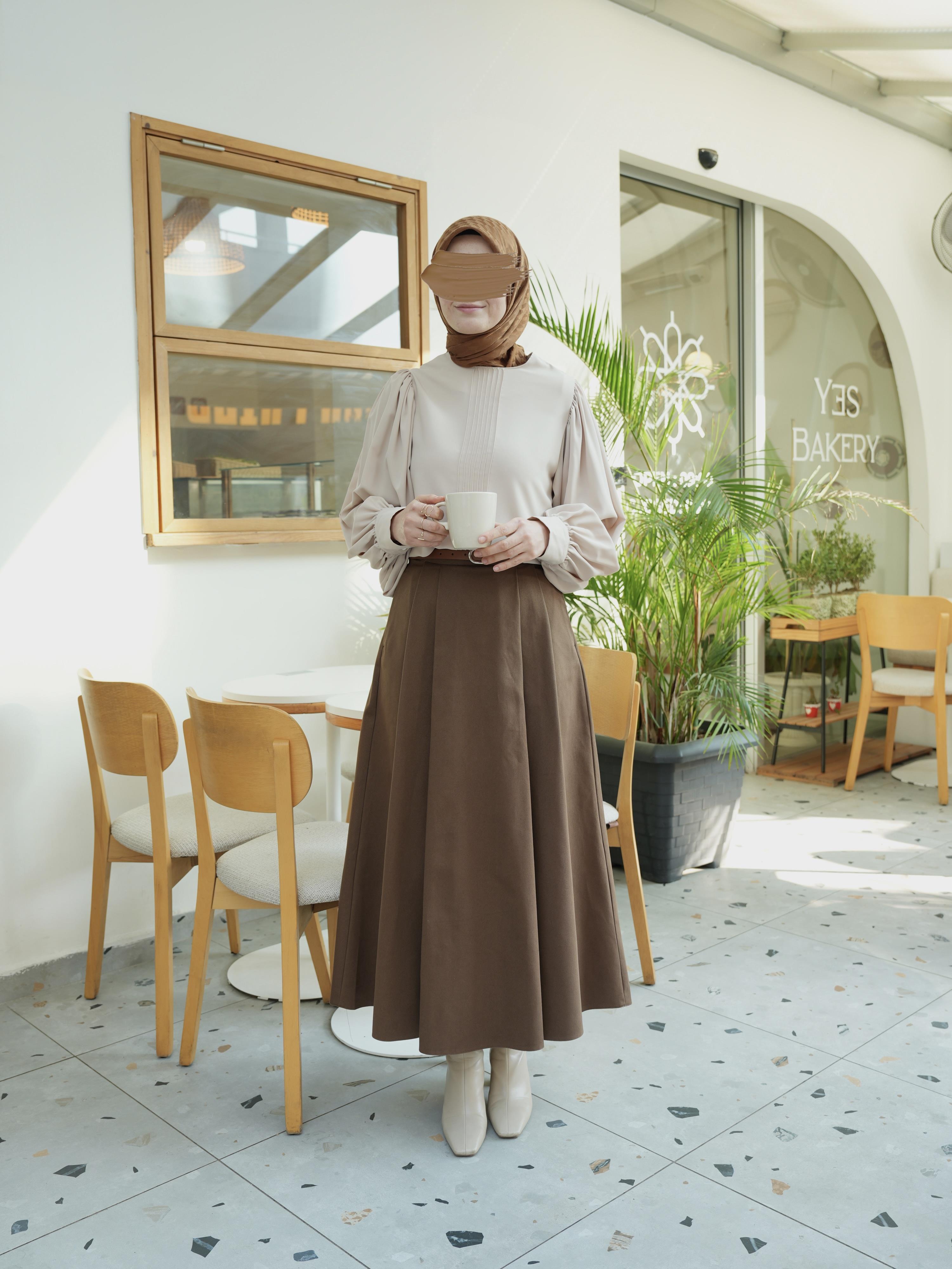 Denim Etek KAHVERENGİ