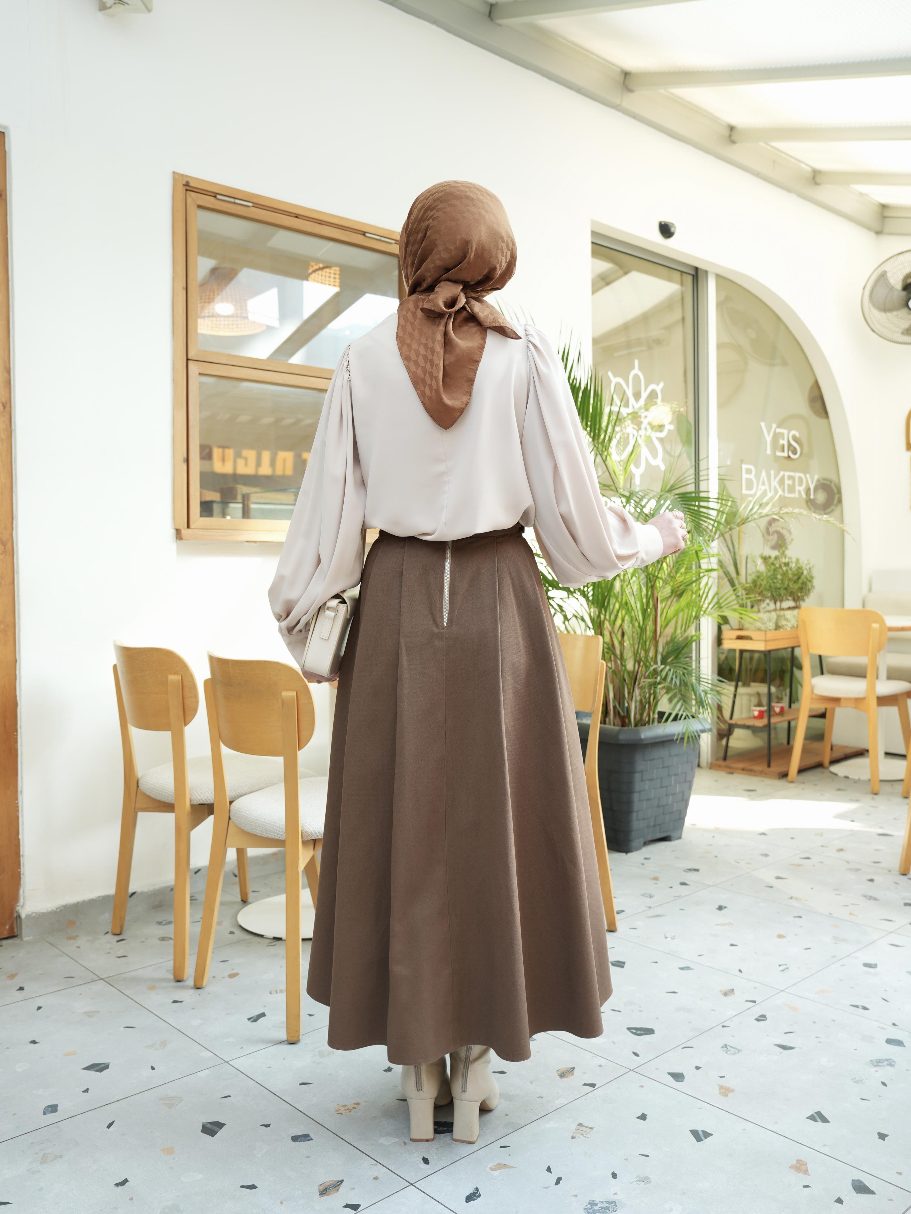 Denim Etek KAHVERENGİ