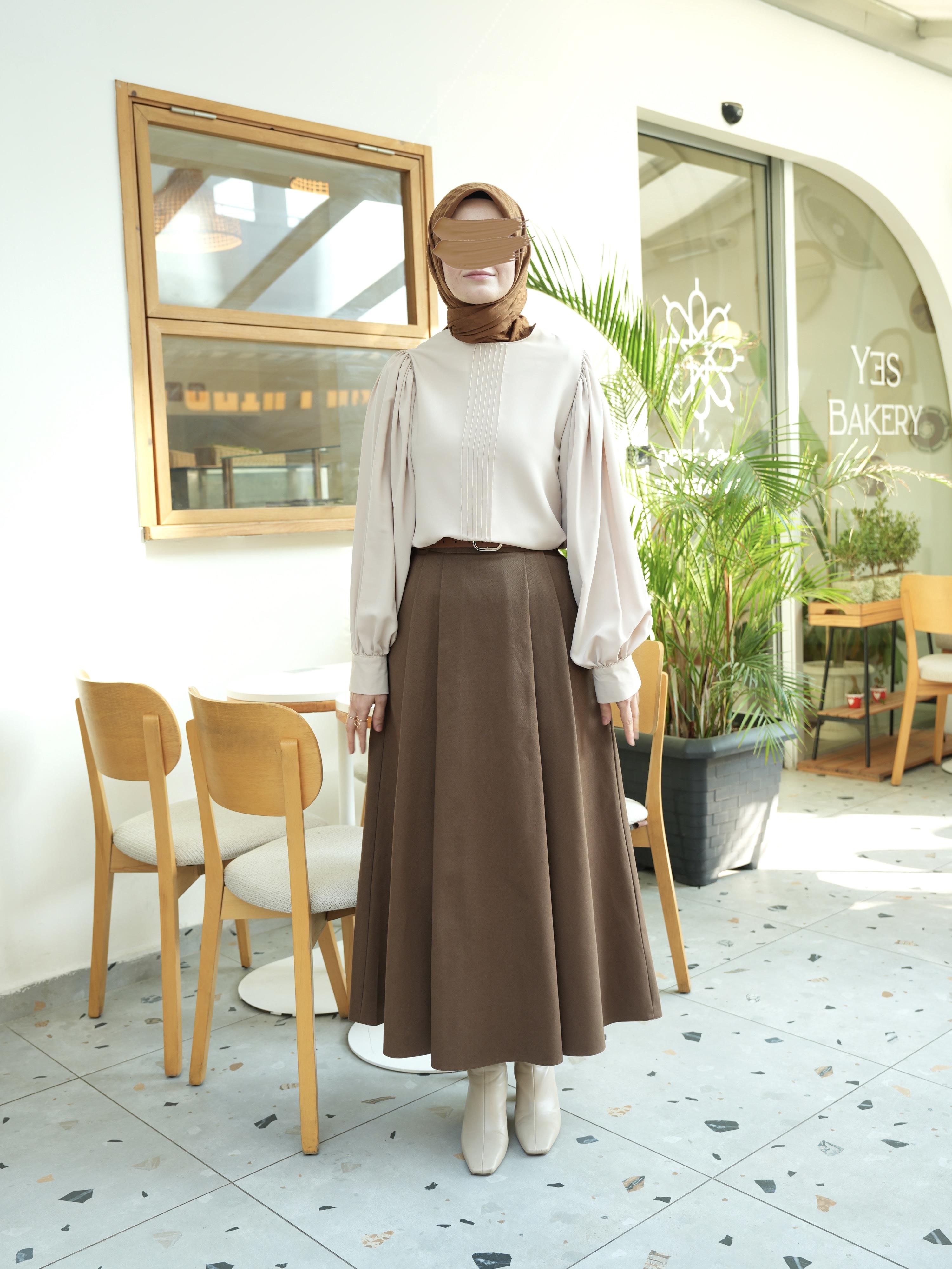 Denim Etek KAHVERENGİ