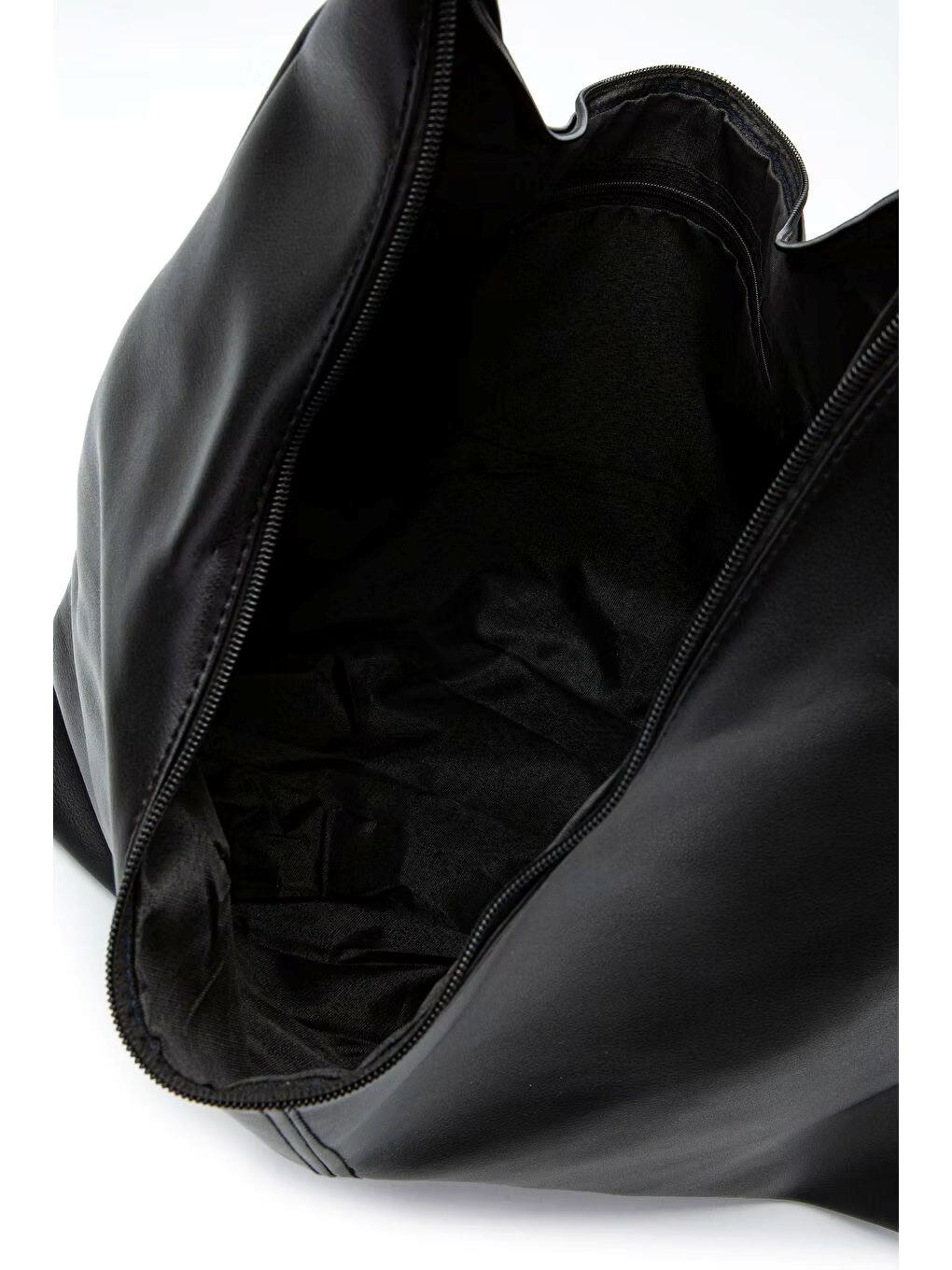 Büyük Deri Omuz Çantası Siyah