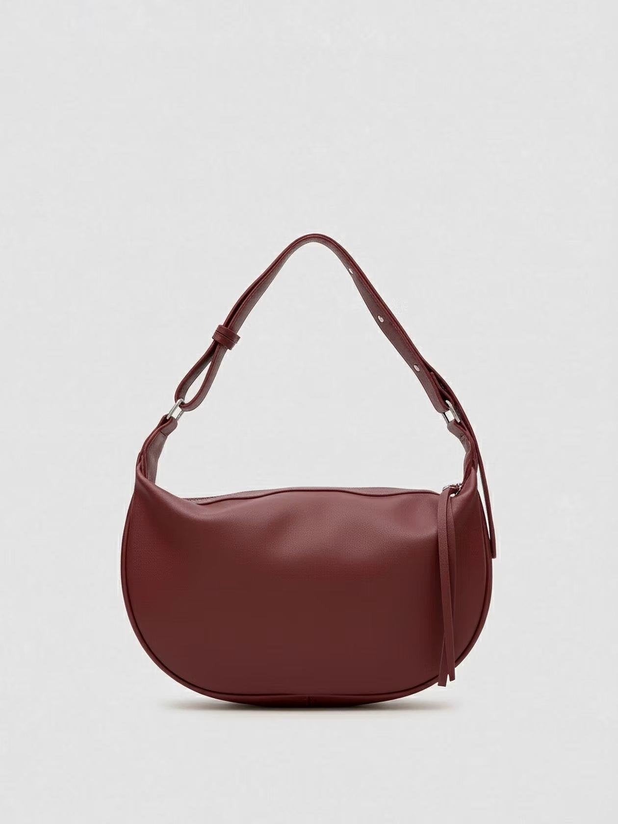 Deri Askılı Çanta Bordo