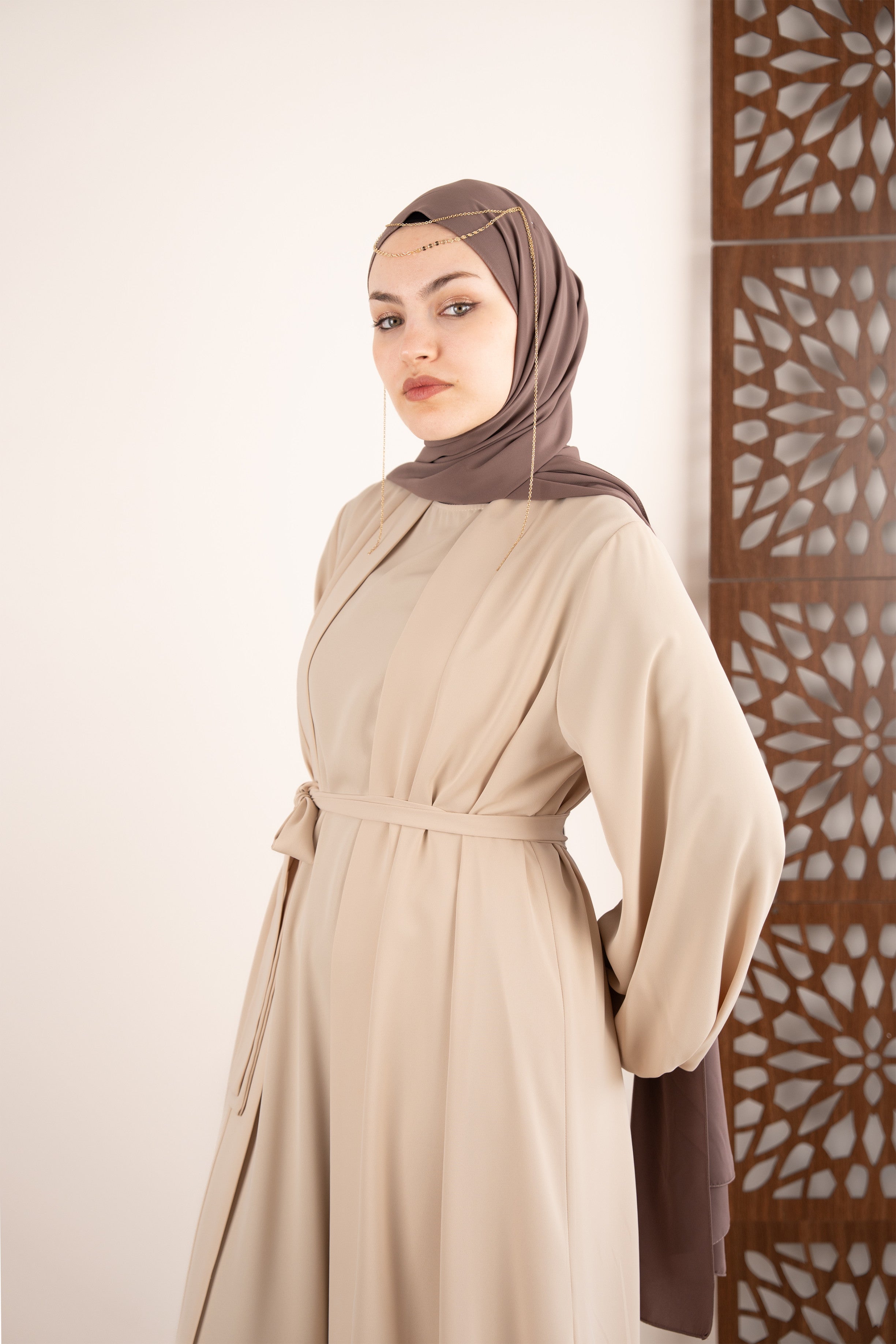 Luxury Abaya Takım KREM