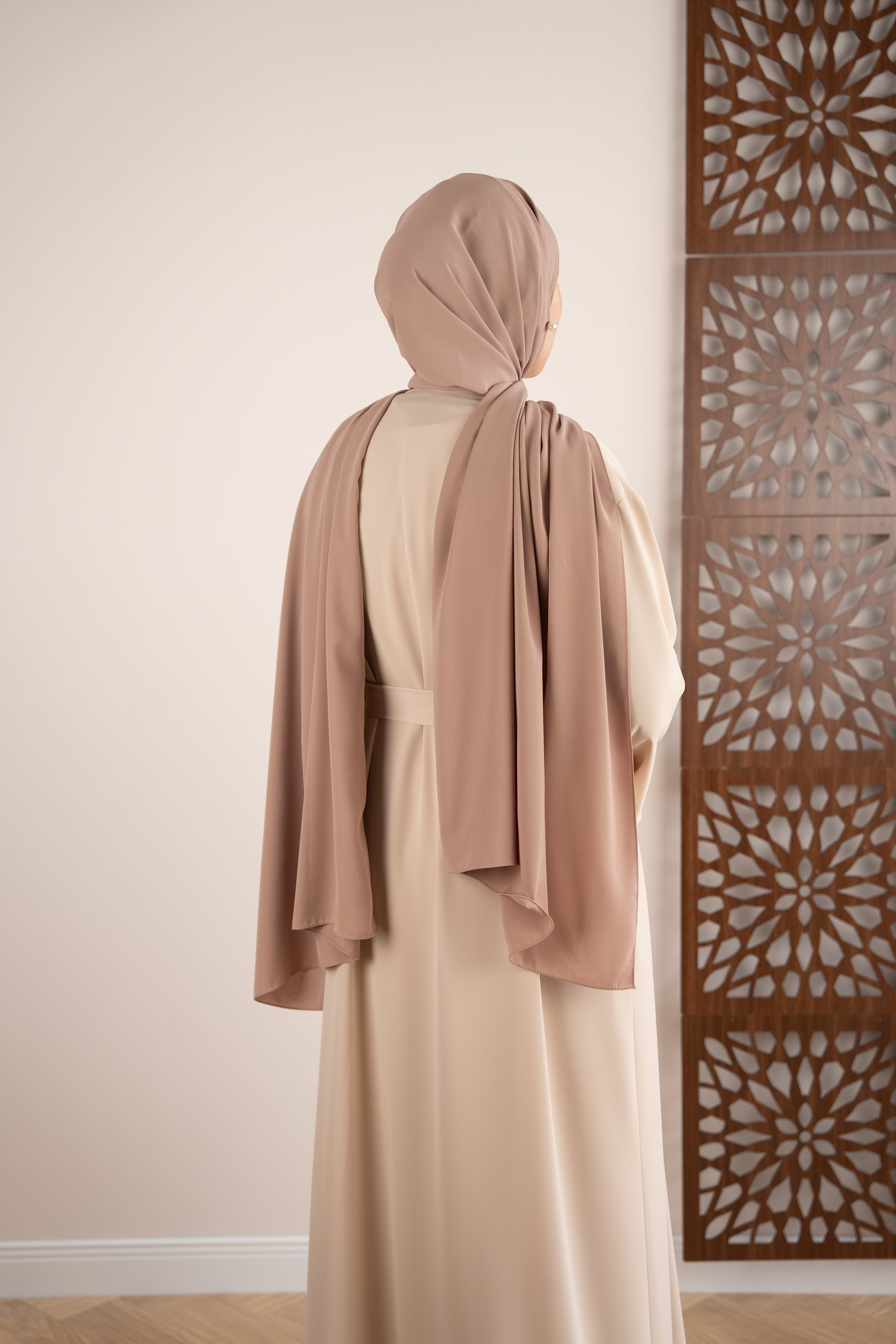 Şerit Düğmeli Abaya KREM