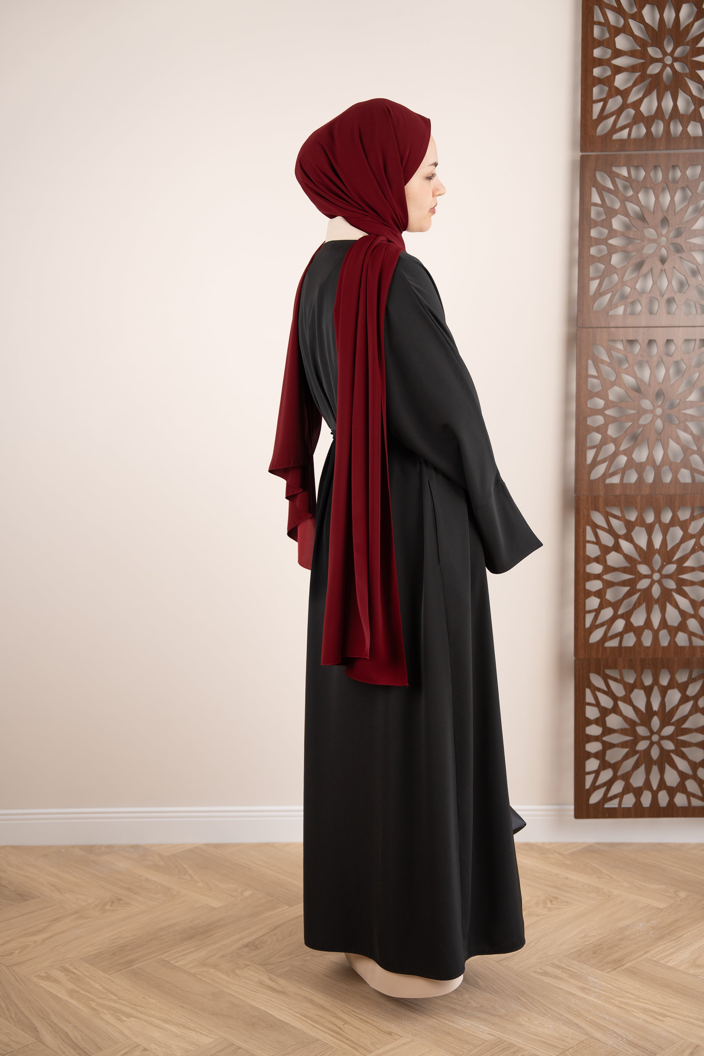 Garnili Abaya Takım Siyah-Bej